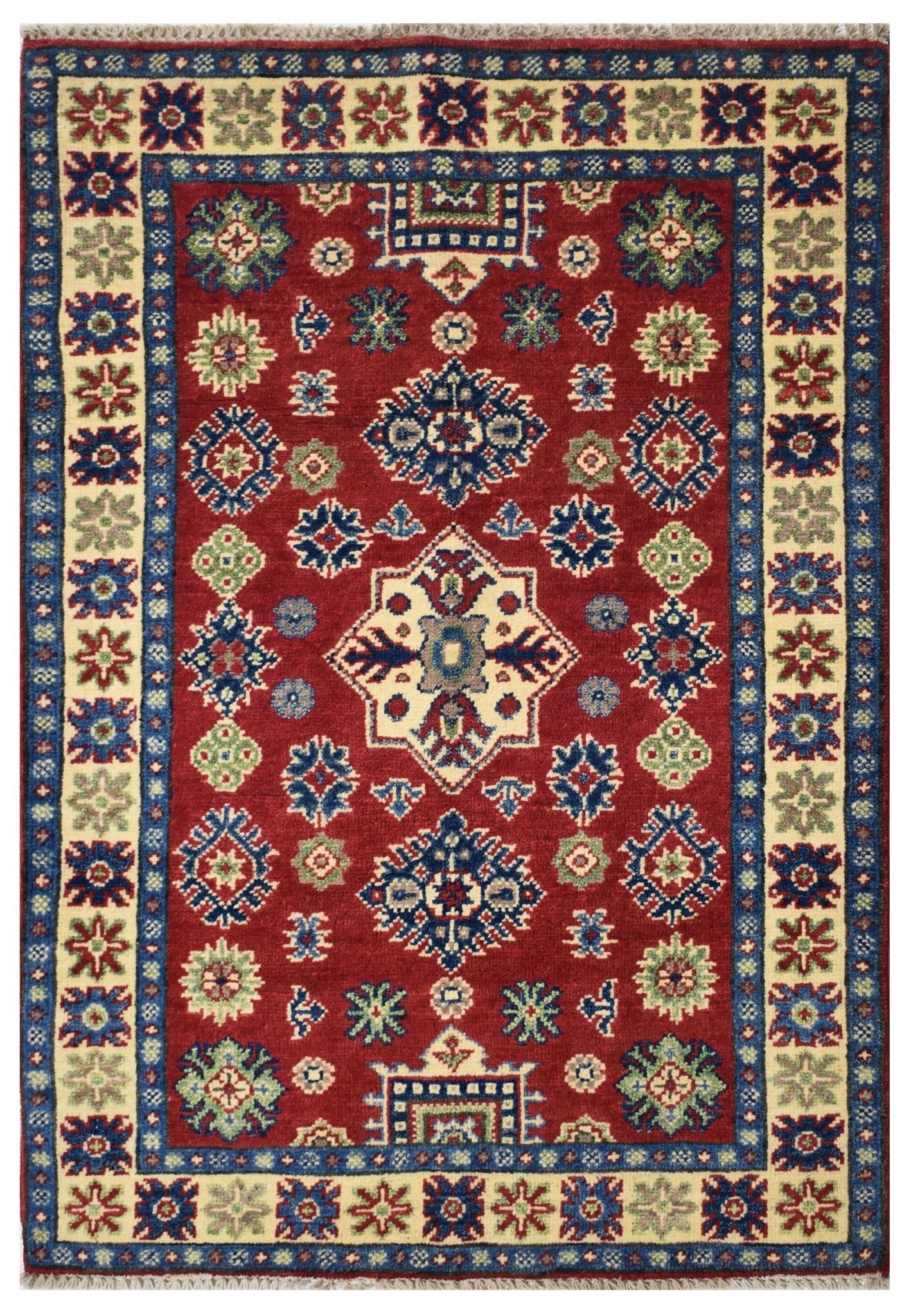Handmade Afghan Kazakh Rug | 115 x 82 cm | 3'7" x 2'6" - Najaf Rugs & Textile