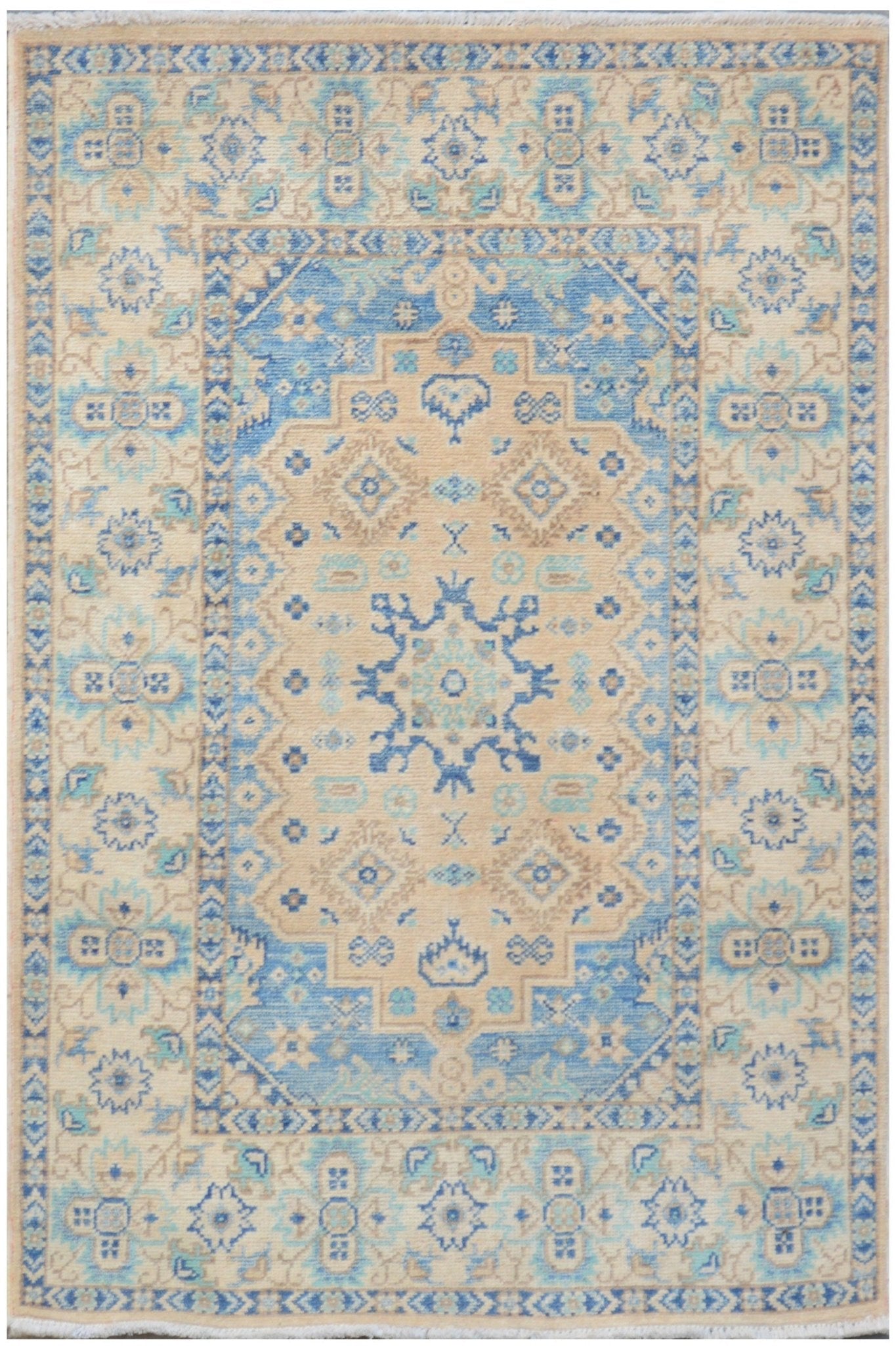 Handmade Afghan Kazakh Rug | 120 x 81 cm | 3'9" x 2'6" - Najaf Rugs & Textile