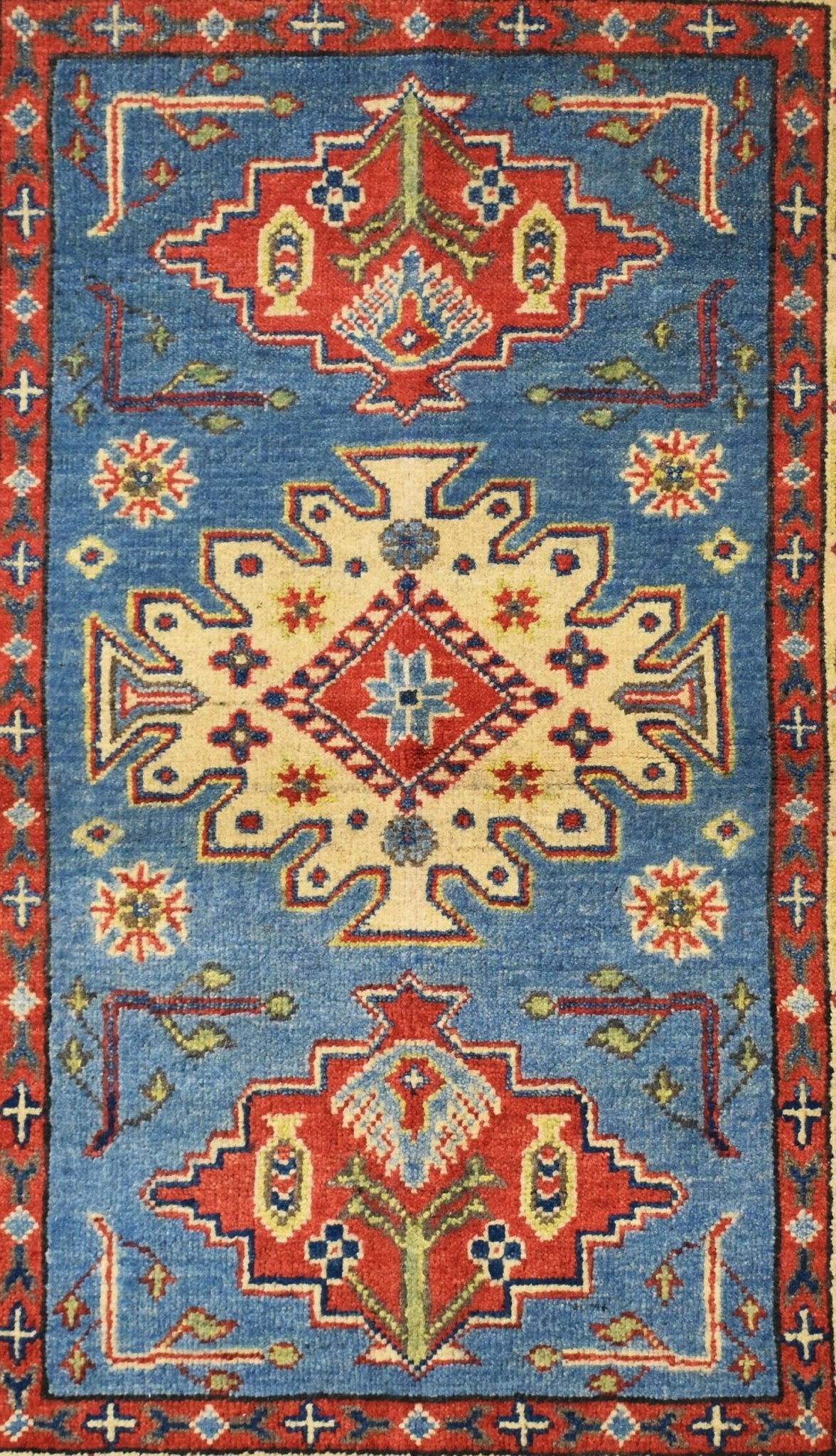 Handmade Afghan Kazakh Rug | 120 x 84 cm | 3'9" x 2'7" - Najaf Rugs & Textile