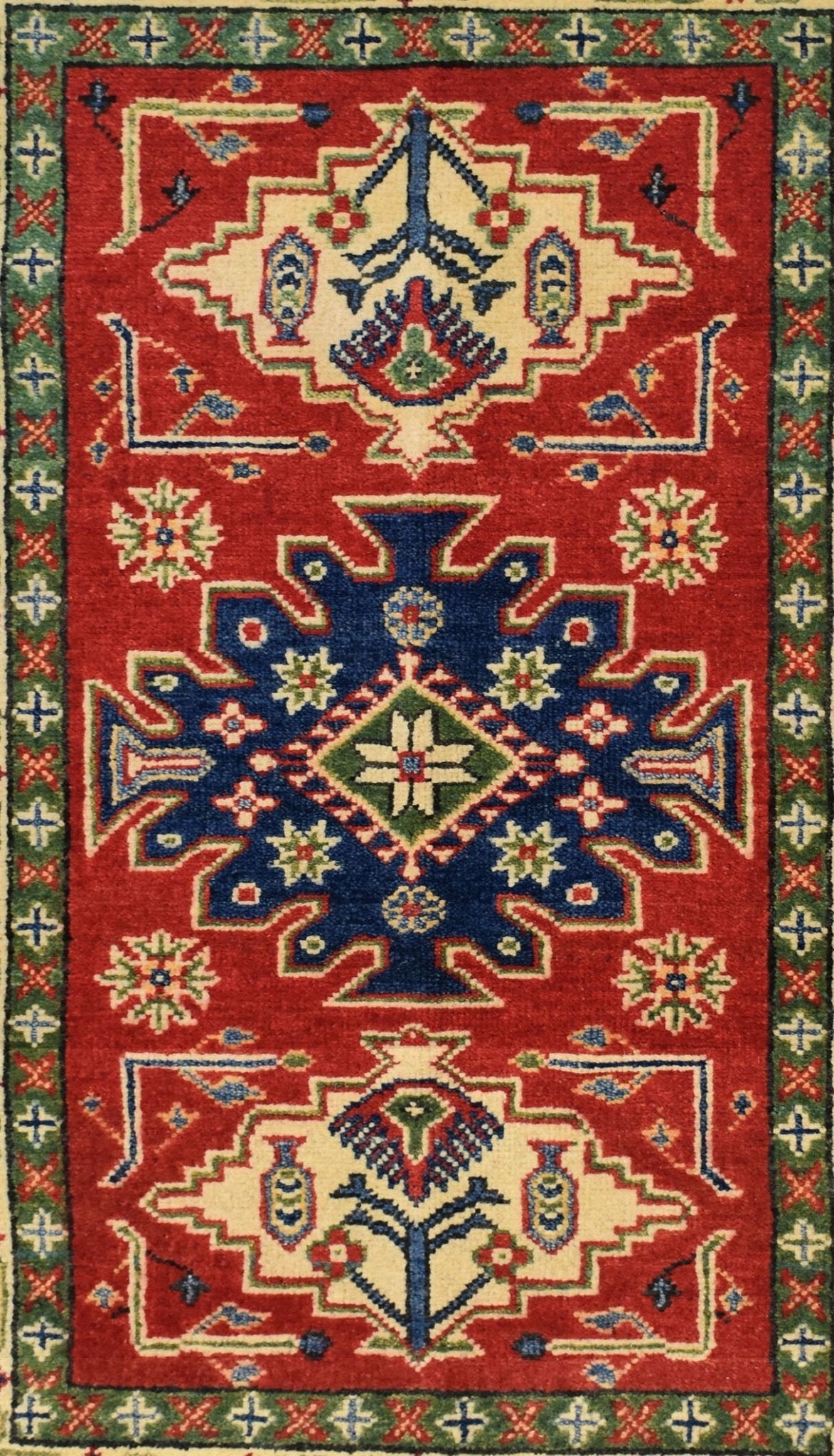 Handmade Afghan Kazakh Rug | 131 x 78 cm | 4'2" x 2'5" - Najaf Rugs & Textile