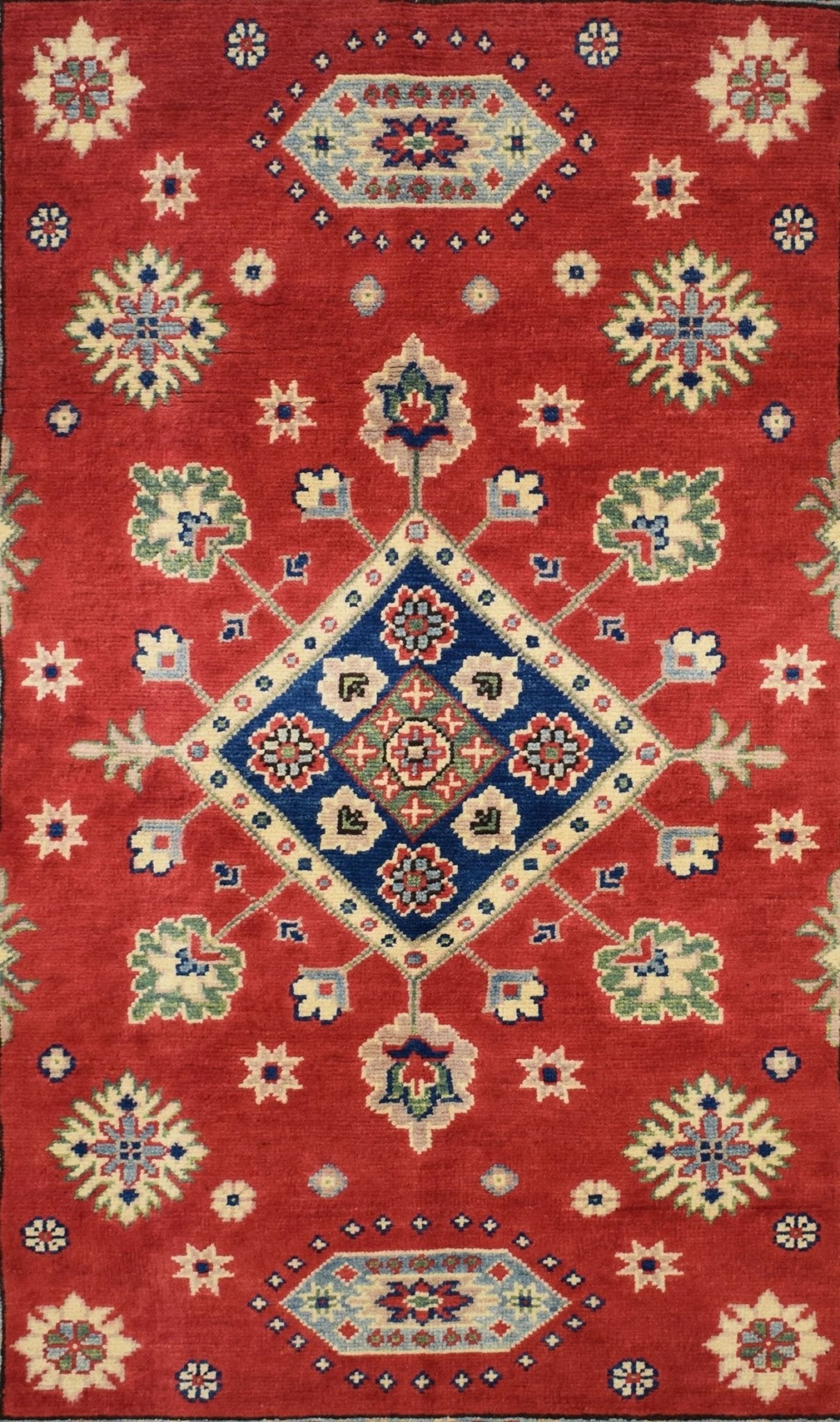Handmade Afghan Kazakh Rug | 152 x 98 cm | 4'9" x 3'2" - Najaf Rugs & Textile