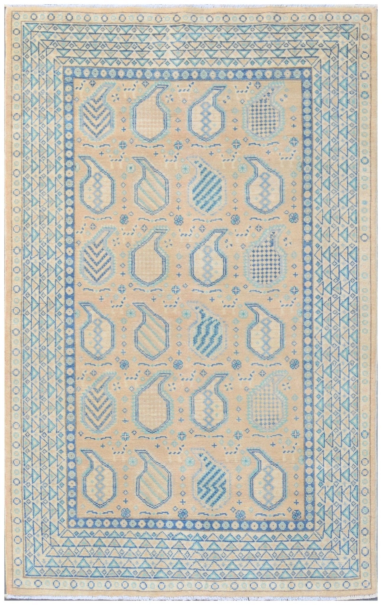 Handmade Afghan Kazakh Rug | 187 x 119 cm | 6'1" x 3'9" - Najaf Rugs & Textile