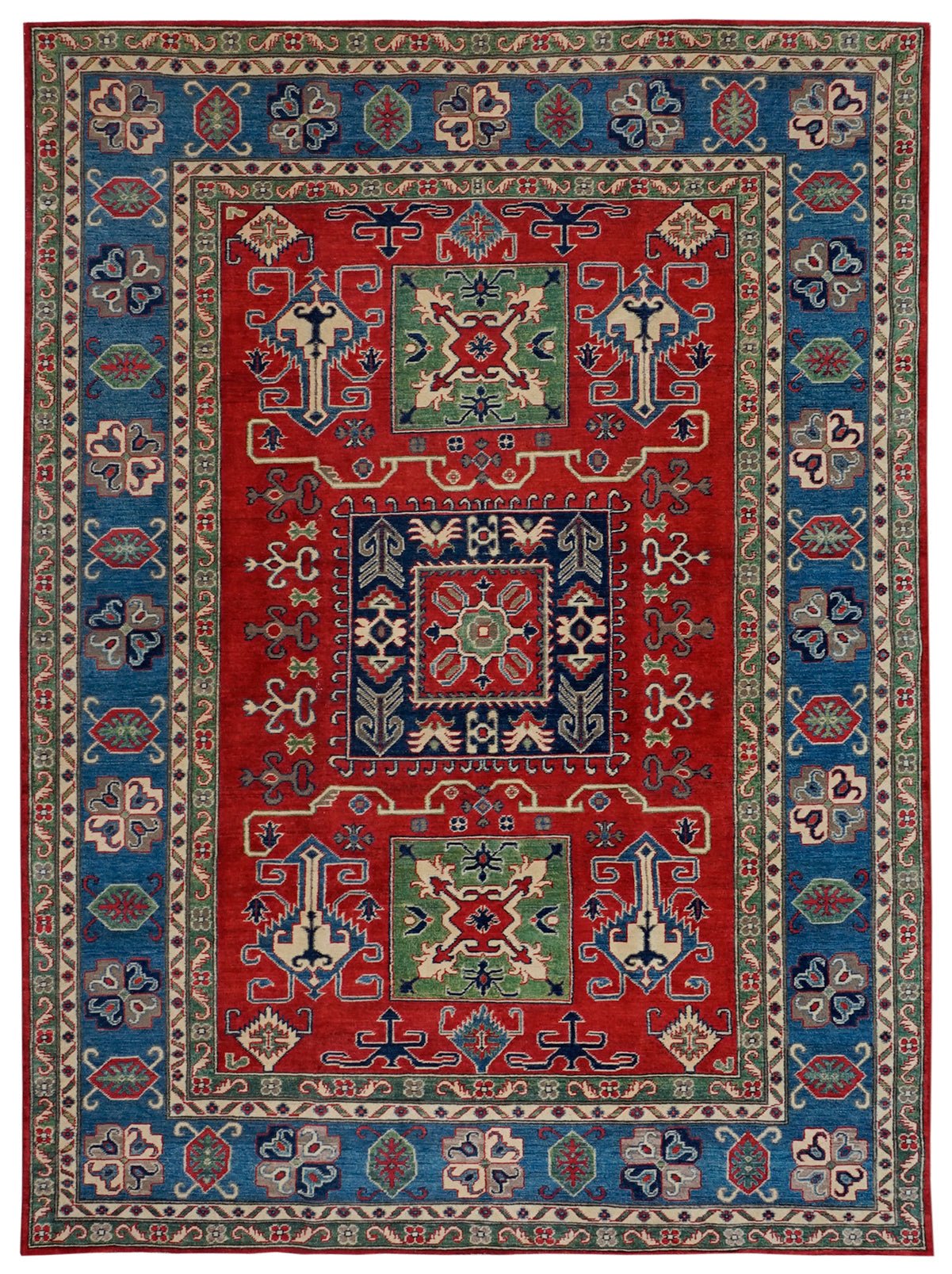 Handmade Afghan Kazakh Rug | 283 x 202 cm | 9'3" x 6'6" - Najaf Rugs & Textile
