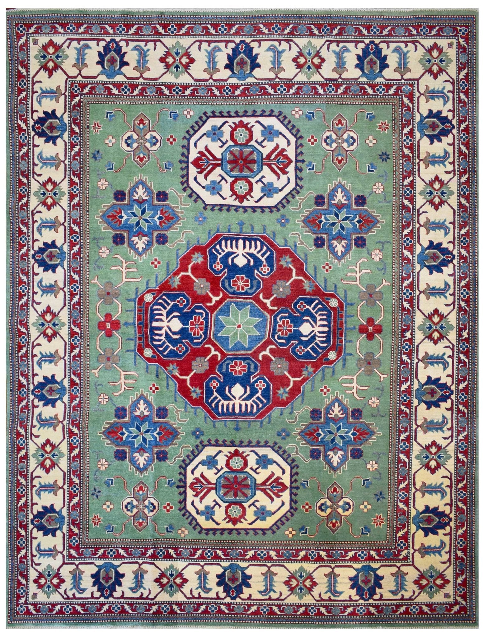 Handmade Afghan Kazakh Rug | 313 x 246 cm | 10'2" x 8' - Najaf Rugs & Textile