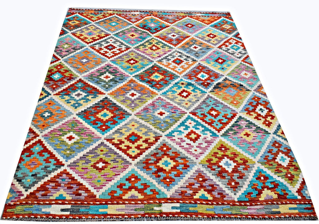 Handmade Afghan Maimana Kilim | 185 x 151 cm | 6'1" x 5' - Najaf Rugs & Textile