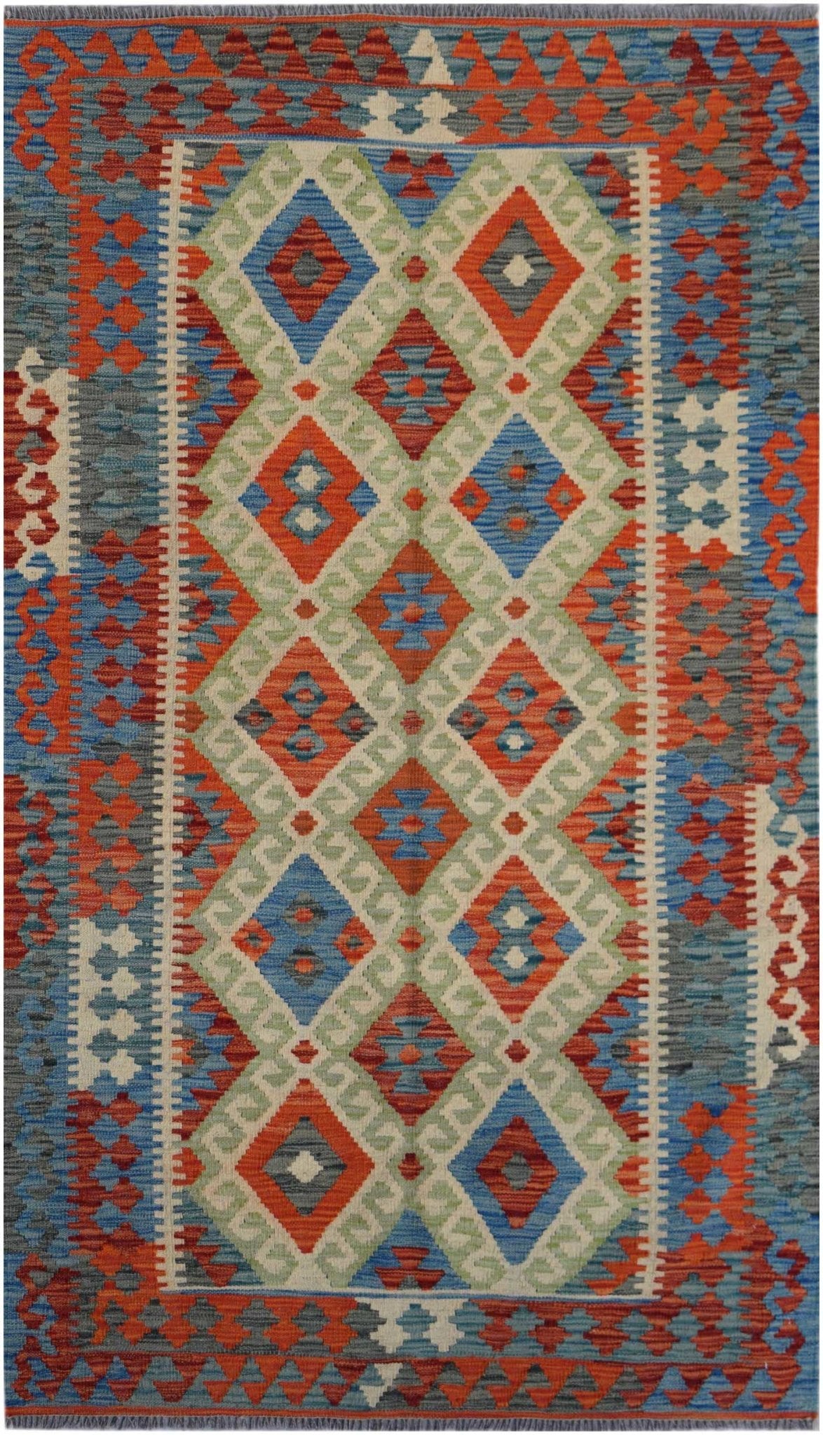 Handmade Afghan Maimana Kilim | 188 x 102 cm | 6'2" x 3'4" - Najaf Rugs & Textile