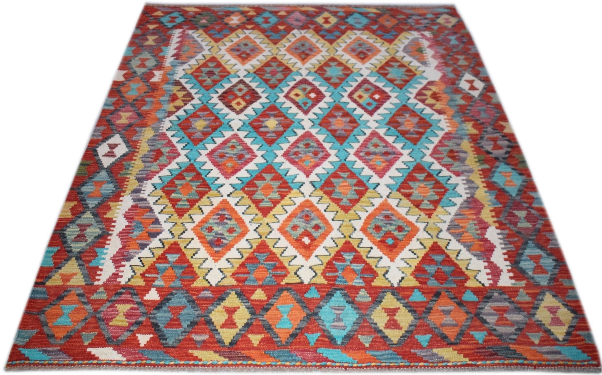 Handmade Afghan Maimana Kilim | 189 x 154 cm | 6'3" x 5'1" - Najaf Rugs & Textile