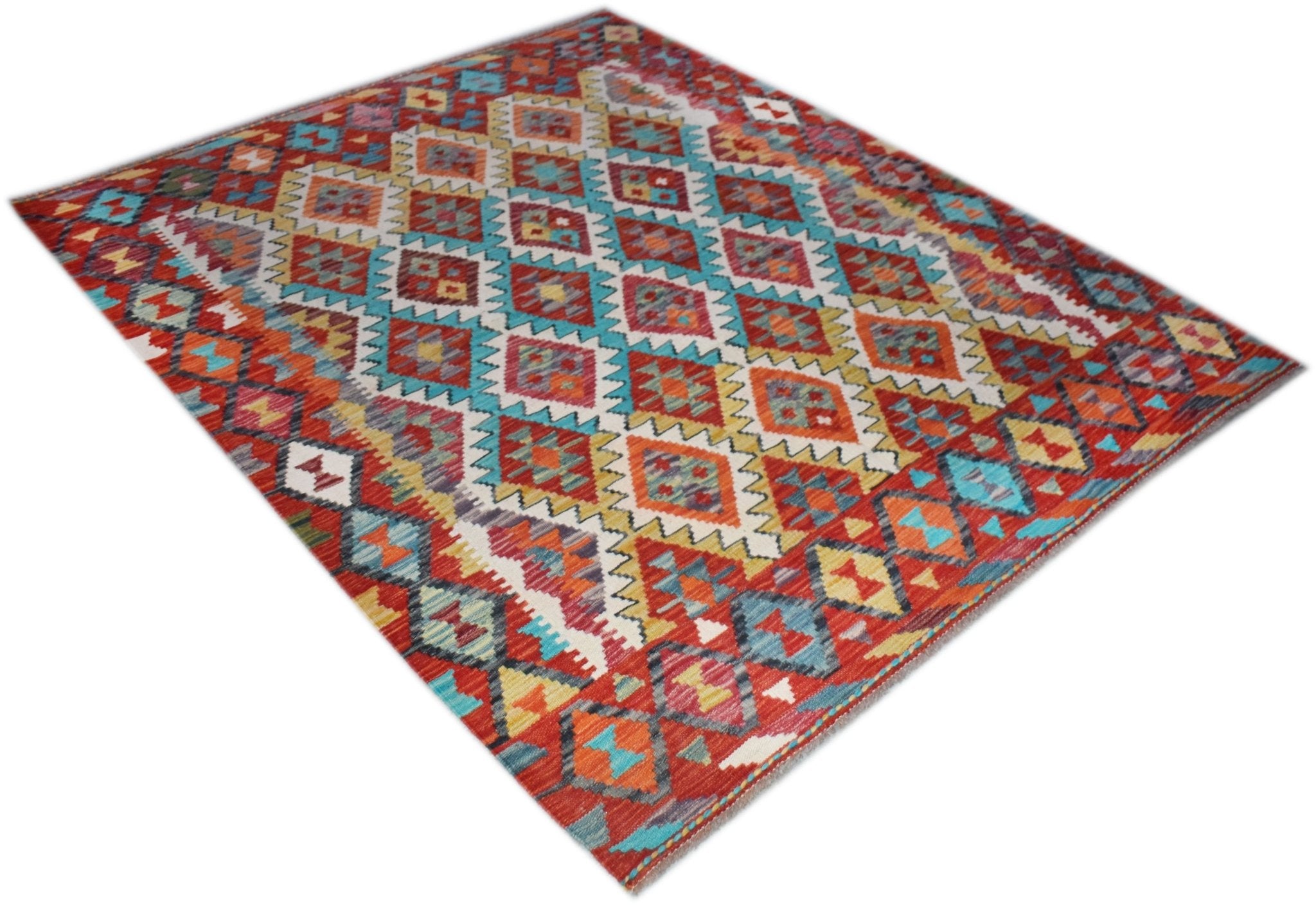 Handmade Afghan Maimana Kilim | 189 x 154 cm | 6'3" x 5'1" - Najaf Rugs & Textile