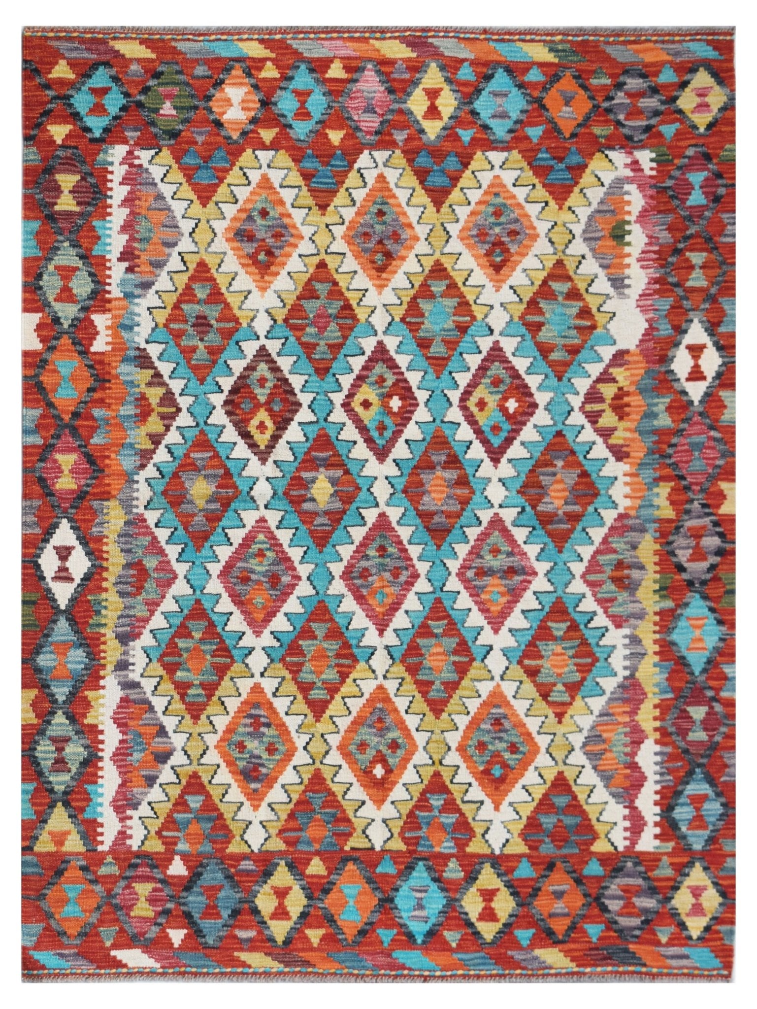 Handmade Afghan Maimana Kilim | 189 x 154 cm | 6'3" x 5'1" - Najaf Rugs & Textile