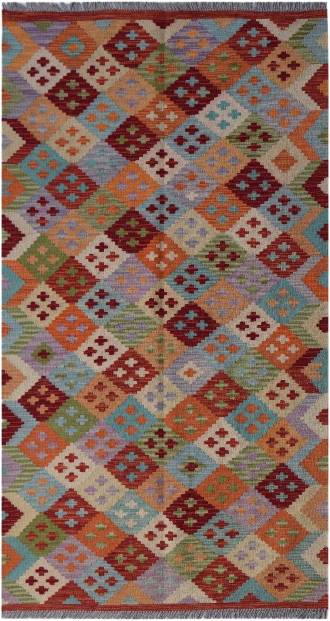 Handmade Afghan Maimana Kilim | 190 x 100 cm | 6'3" x 3'4" - Najaf Rugs & Textile