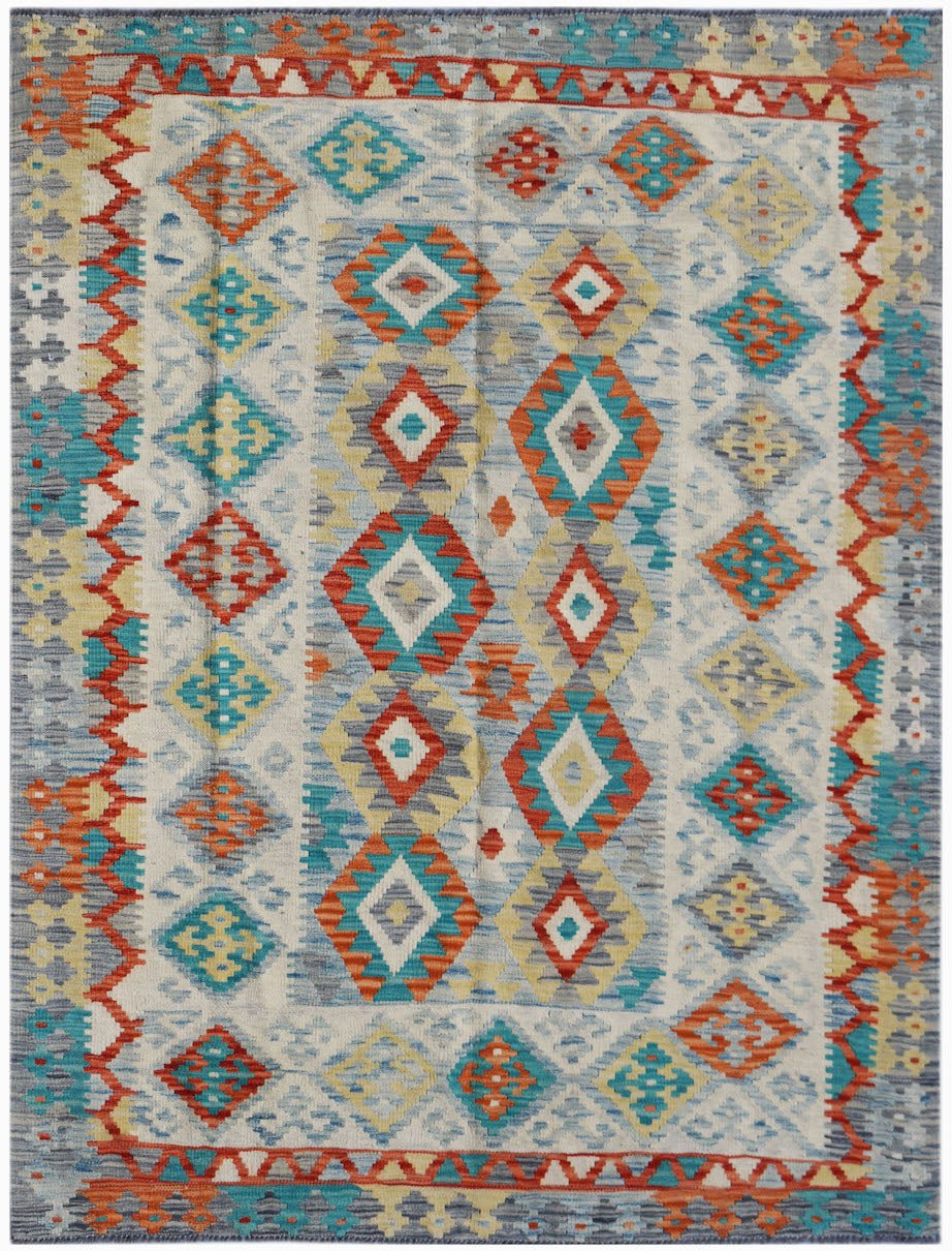 Handmade Afghan Maimana Kilim | 194 x 148 cm | 6'4" x 4'10" - Najaf Rugs & Textile