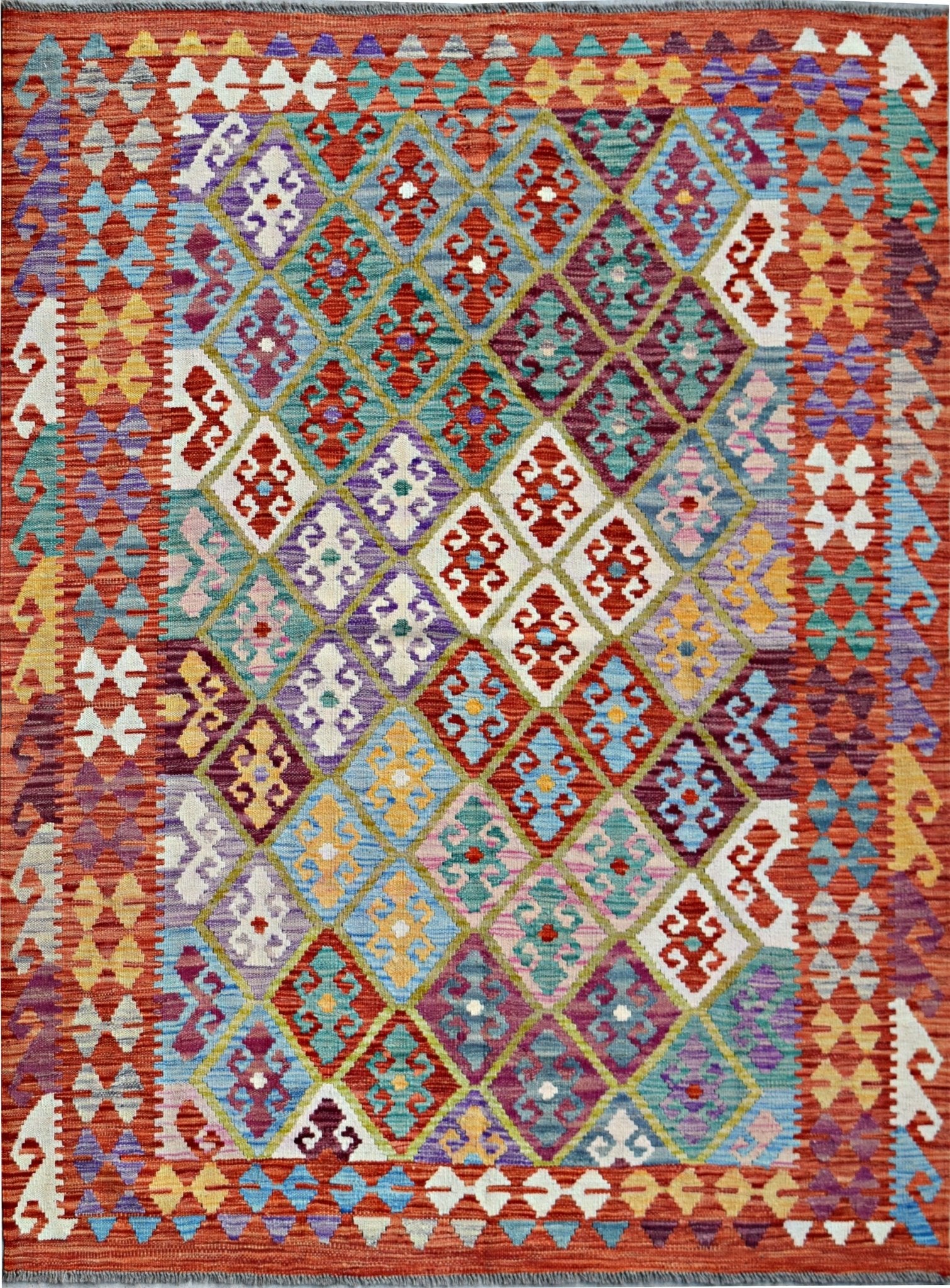 Handmade Afghan Maimana Kilim | 194 x 155 cm | 6'5" x 5'1" - Najaf Rugs & Textile