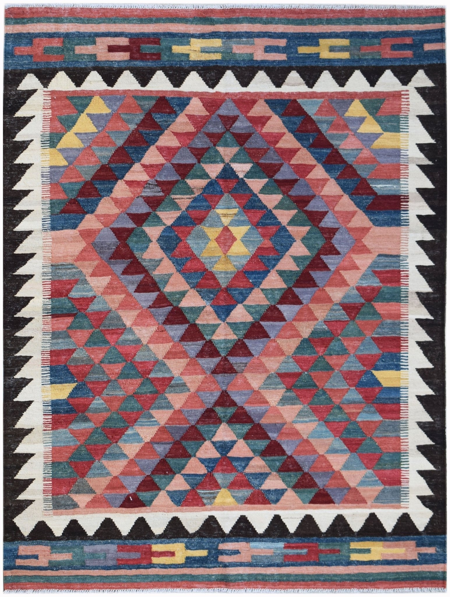 Handmade Afghan Maimana Kilim | 194 x 156 cm | 6'5" x 5'5" - Najaf Rugs & Textile