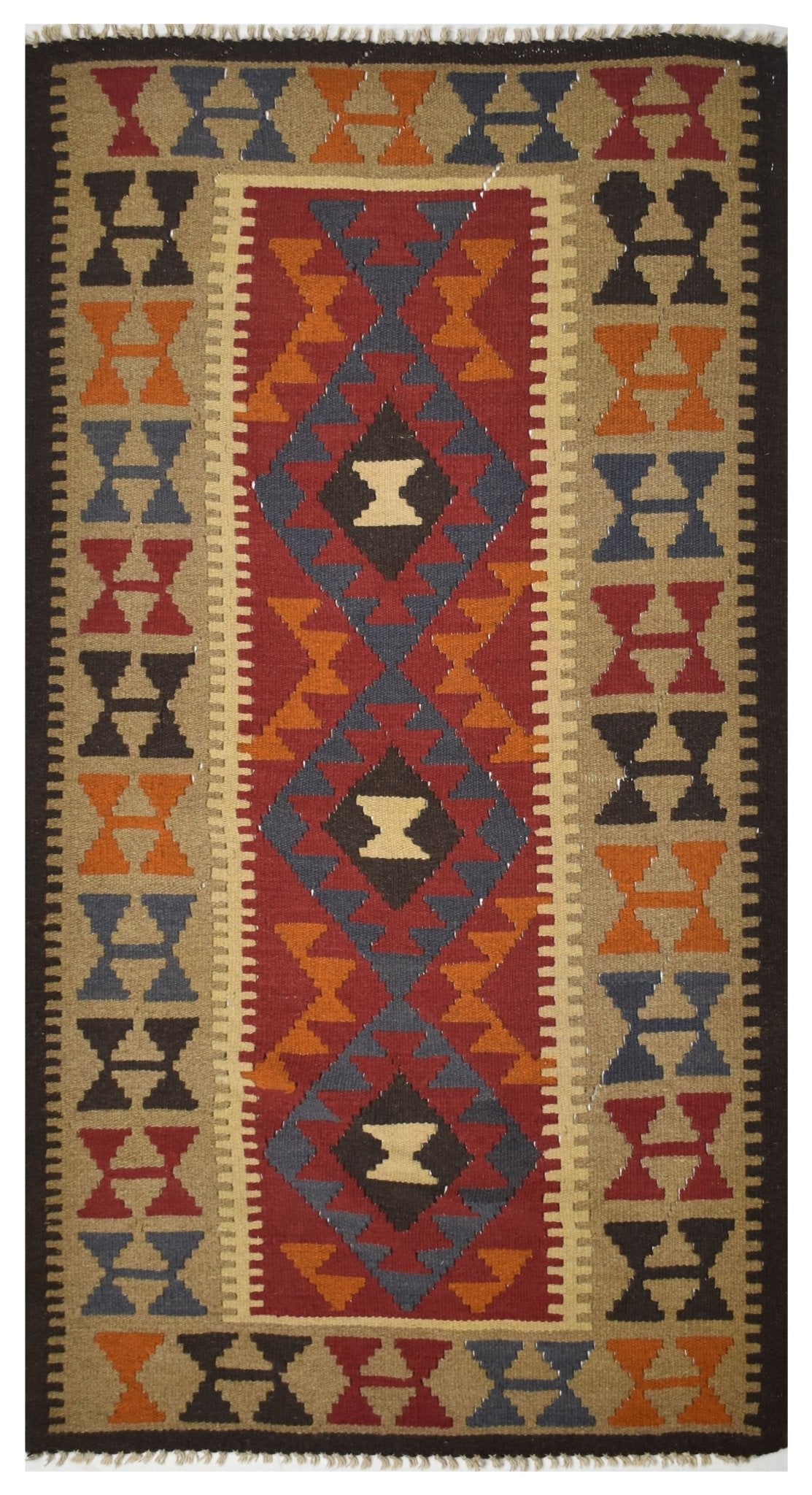 Handmade Afghan Maimana Kilim | 196 x 109 cm | 6'4" x 3'5" - Najaf Rugs & Textile