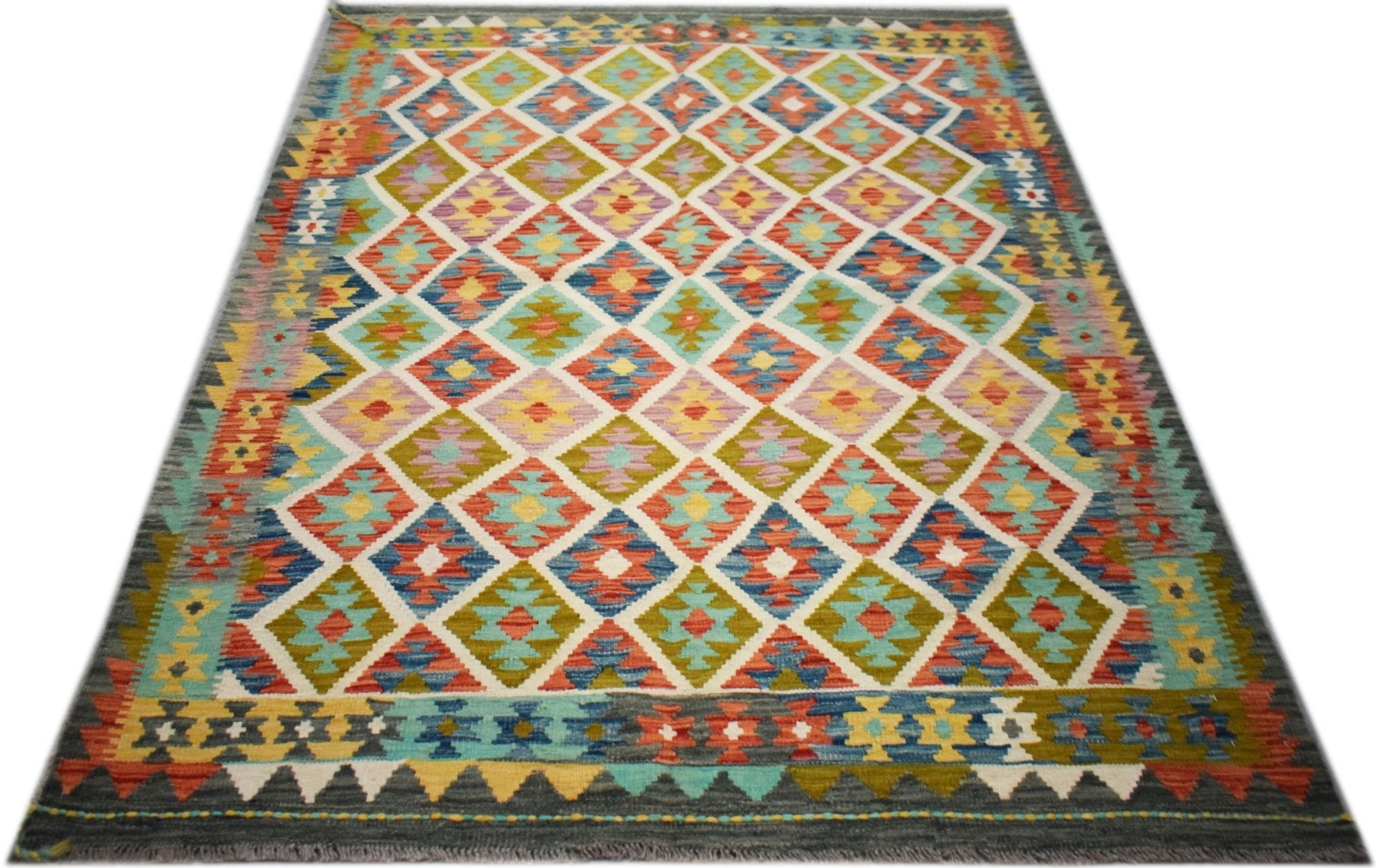 Handmade Afghan Maimana Kilim | 196 x 153 cm | 6'5" x 5'1" - Najaf Rugs & Textile