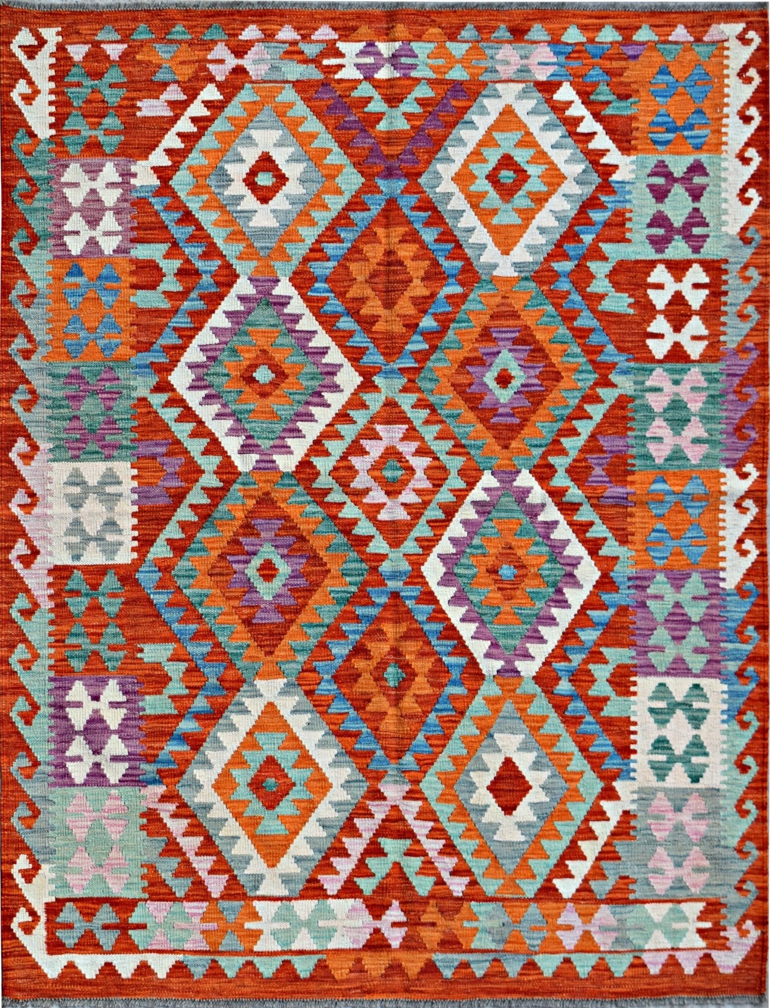 Handmade Afghan Maimana Kilim | 196 x 157 cm | 6'6" x 5'2" - Najaf Rugs & Textile