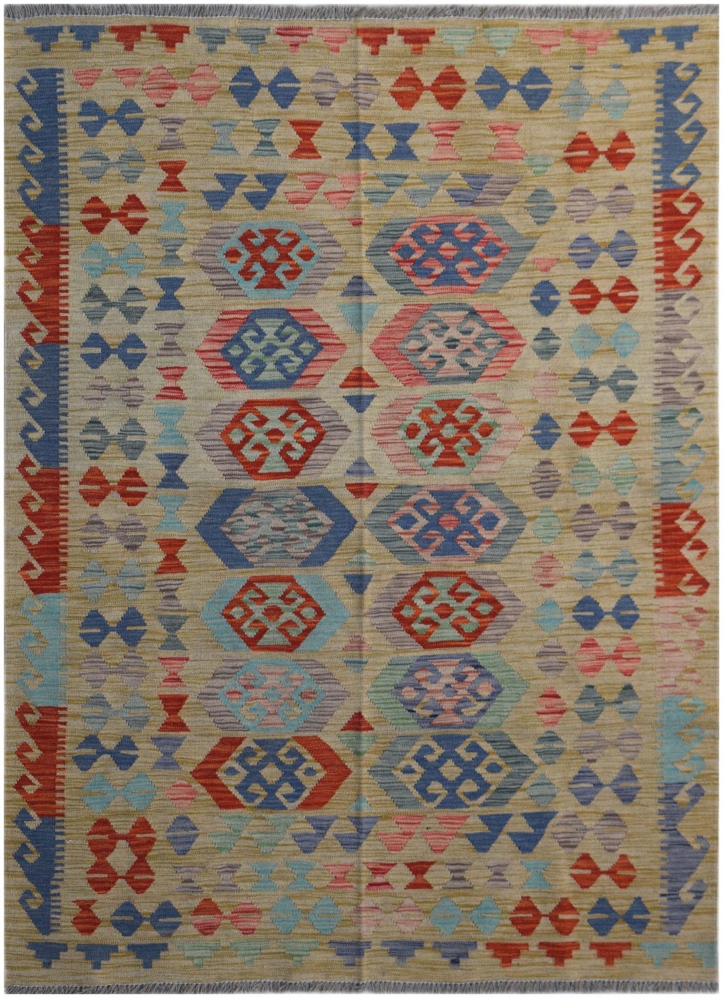 Handmade Afghan Maimana Kilim | 198 x 152 cm | 6'6" x 5' - Najaf Rugs & Textile