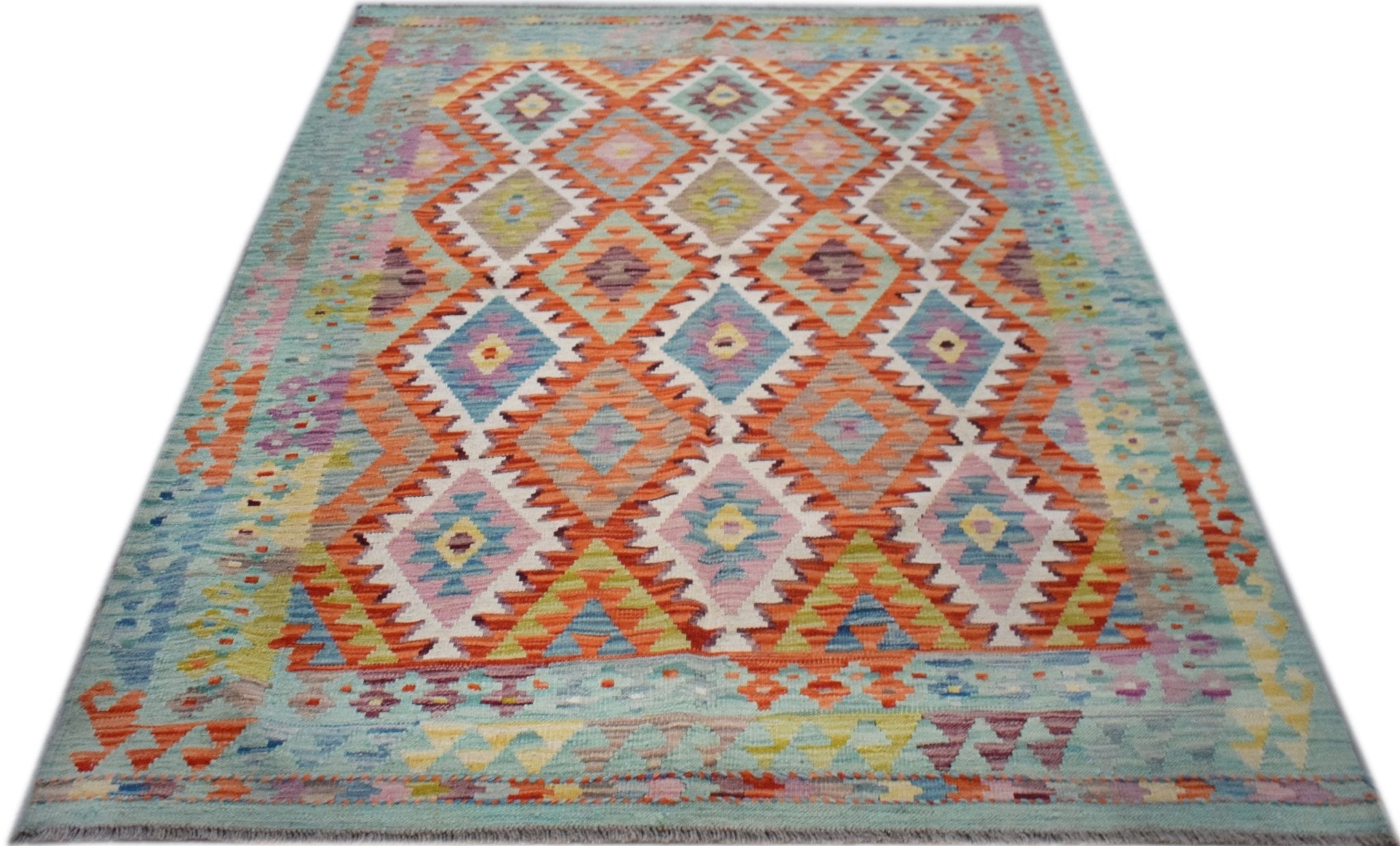 Handmade Afghan Maimana Kilim | 200 x 157 cm | 6'7" x 5'2" - Najaf Rugs & Textile