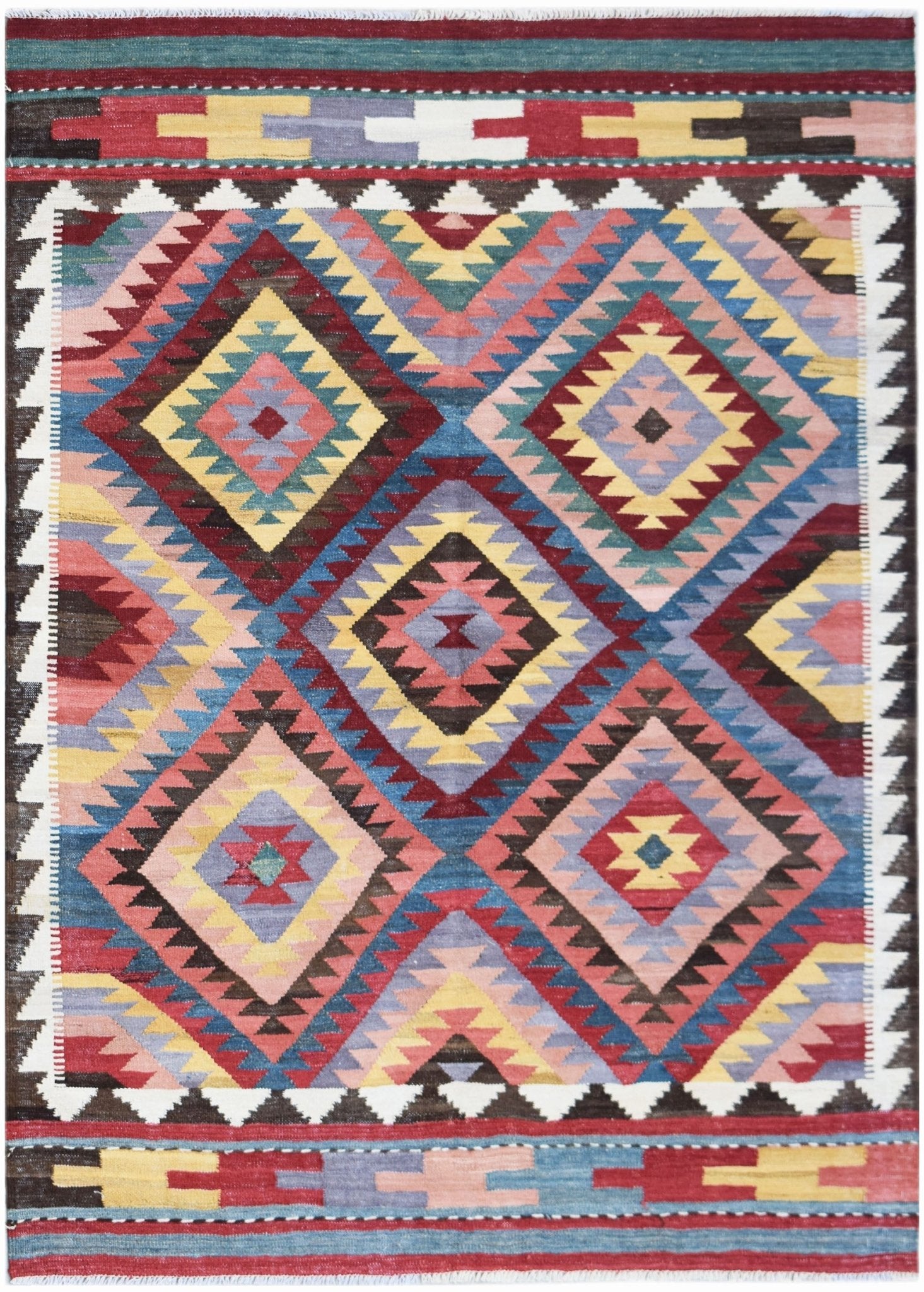Handmade Afghan Maimana Kilim | 201 x 152 cm | 6'7" x 5' - Najaf Rugs & Textile