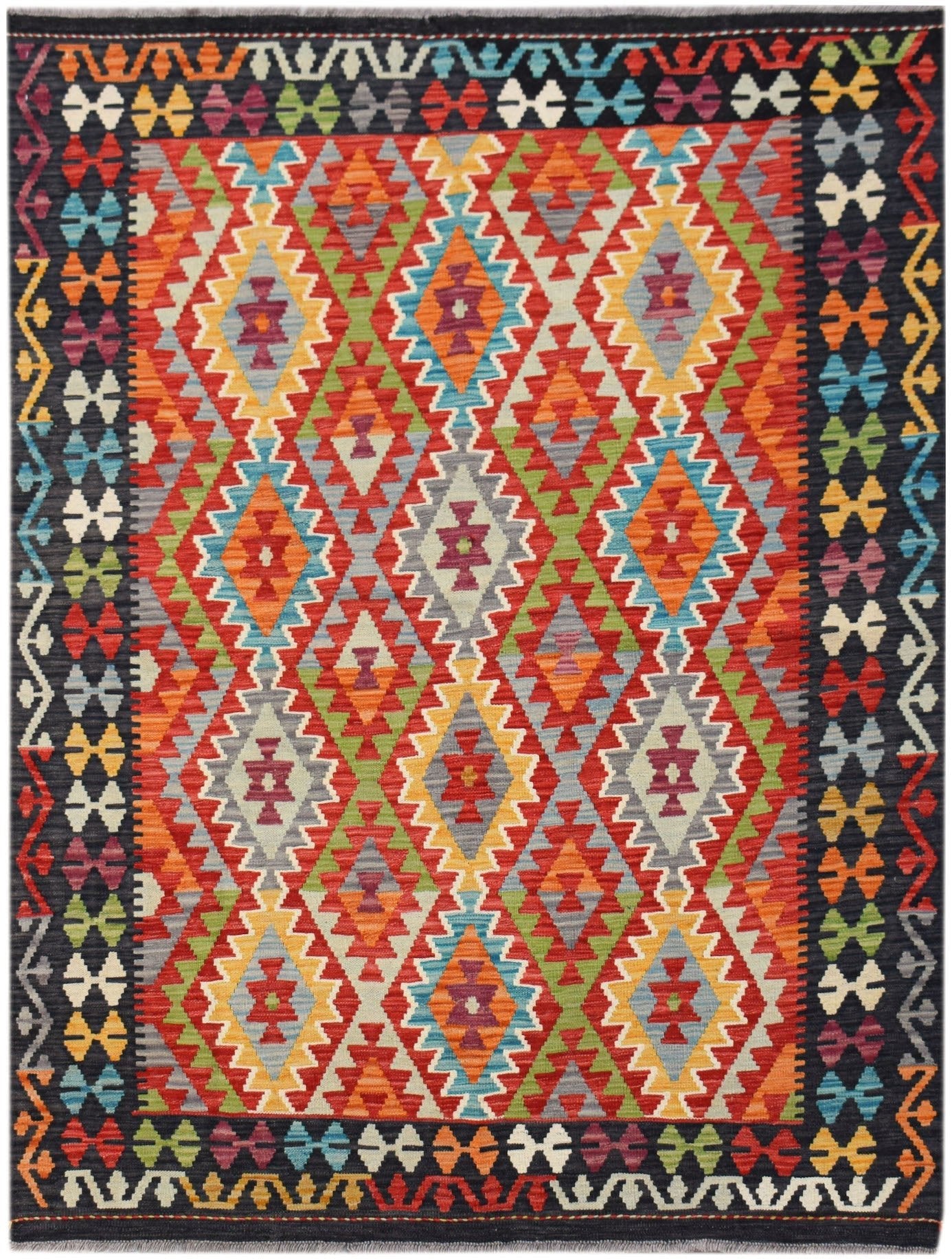 Handmade Afghan Maimana Kilim | 201 x 155 cm | 6'7" x 5'1" - Najaf Rugs & Textile