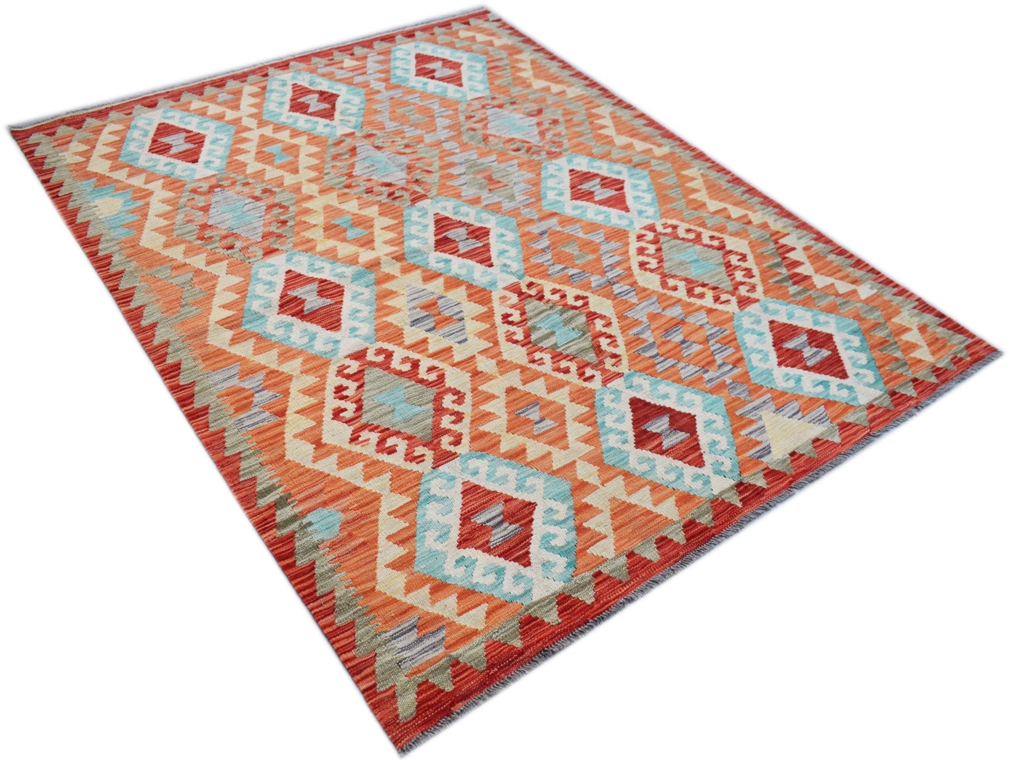 Handmade Afghan Maimana Kilim | 202 x 156 cm | 6'8" x 5'2" - Najaf Rugs & Textile