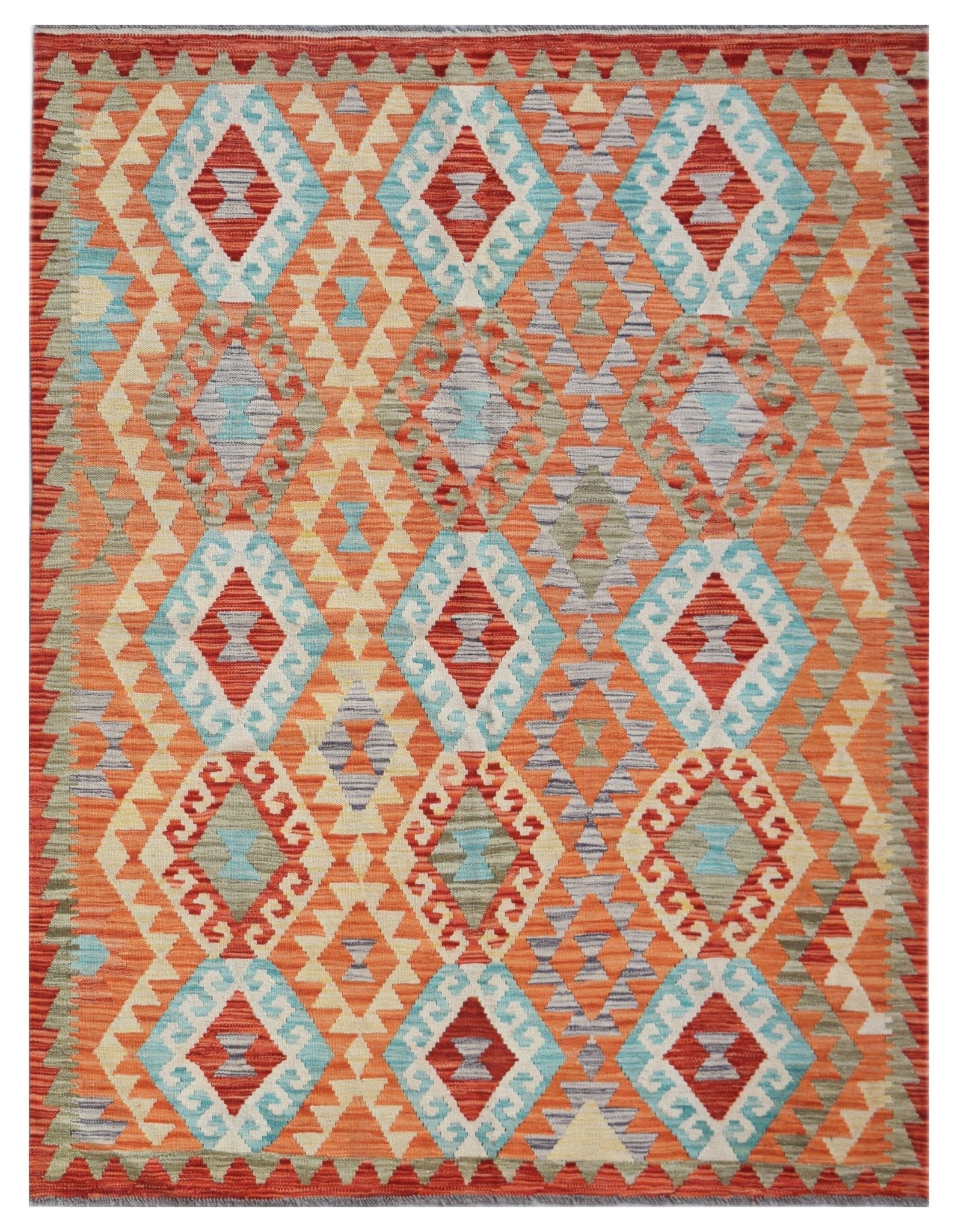 Handmade Afghan Maimana Kilim | 202 x 156 cm | 6'8" x 5'2" - Najaf Rugs & Textile