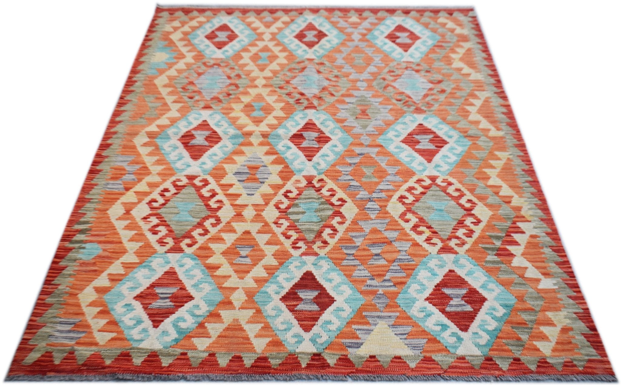 Handmade Afghan Maimana Kilim | 202 x 156 cm | 6'8" x 5'2" - Najaf Rugs & Textile