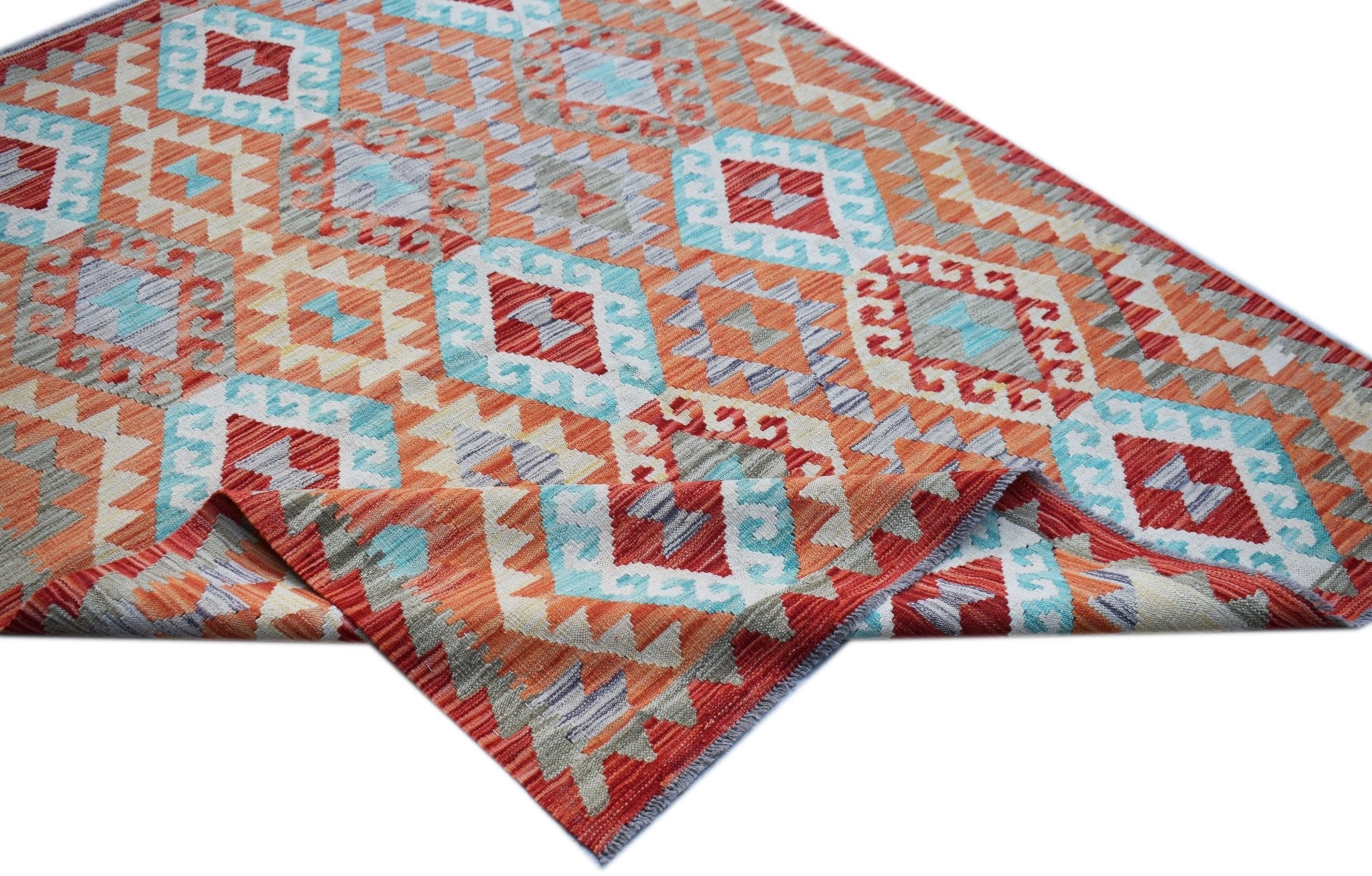 Handmade Afghan Maimana Kilim | 202 x 156 cm | 6'8" x 5'2" - Najaf Rugs & Textile
