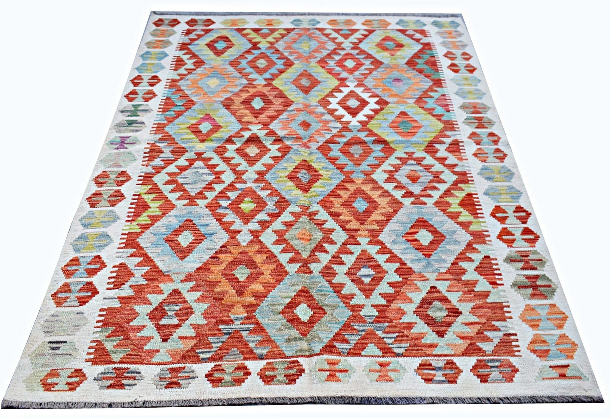 Handmade Afghan Maimana Kilim | 203 x 160 cm | 6'8" x 5'3" - Najaf Rugs & Textile