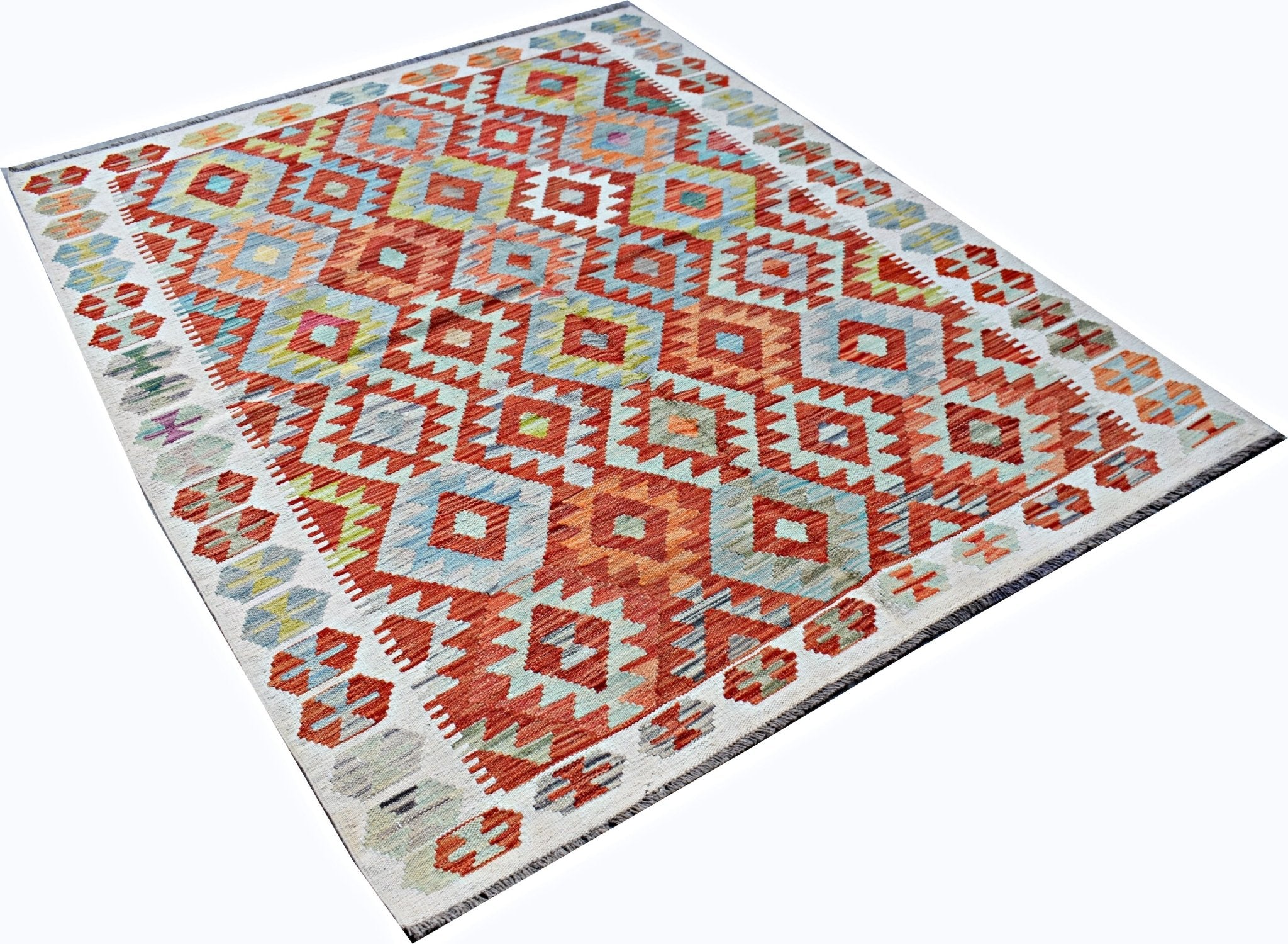 Handmade Afghan Maimana Kilim | 203 x 160 cm | 6'8" x 5'3" - Najaf Rugs & Textile