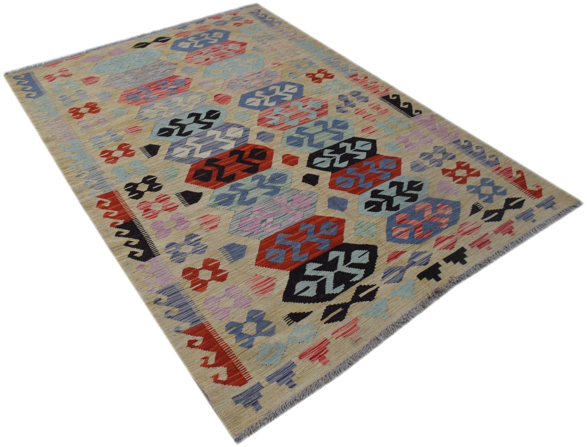 Handmade Afghan Maimana Kilim | 205 x 145 cm | 6'9" x 4'9" - Najaf Rugs & Textile