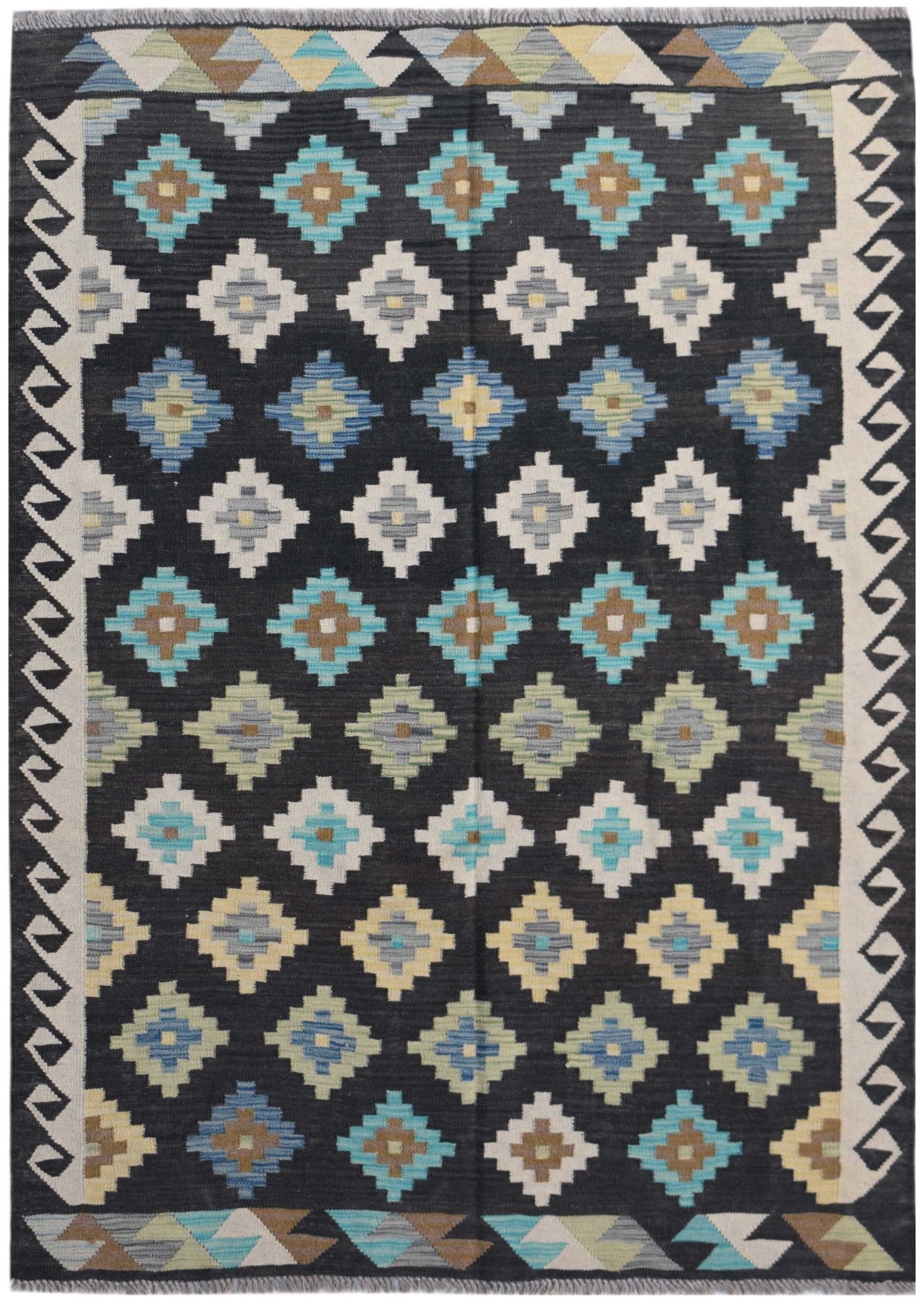 Handmade Afghan Maimana Kilim | 206 x 152 cm | 6'9" x 5' - Najaf Rugs & Textile