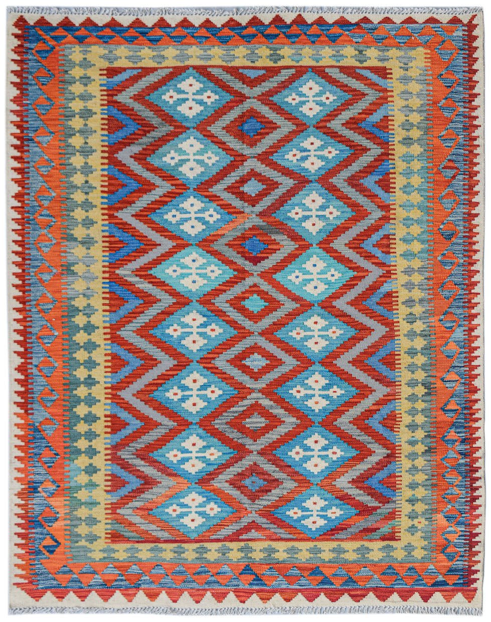 Handmade Afghan Maimana Kilim | 227 x 180 cm | 7'5" x 5'11" - Najaf Rugs & Textile