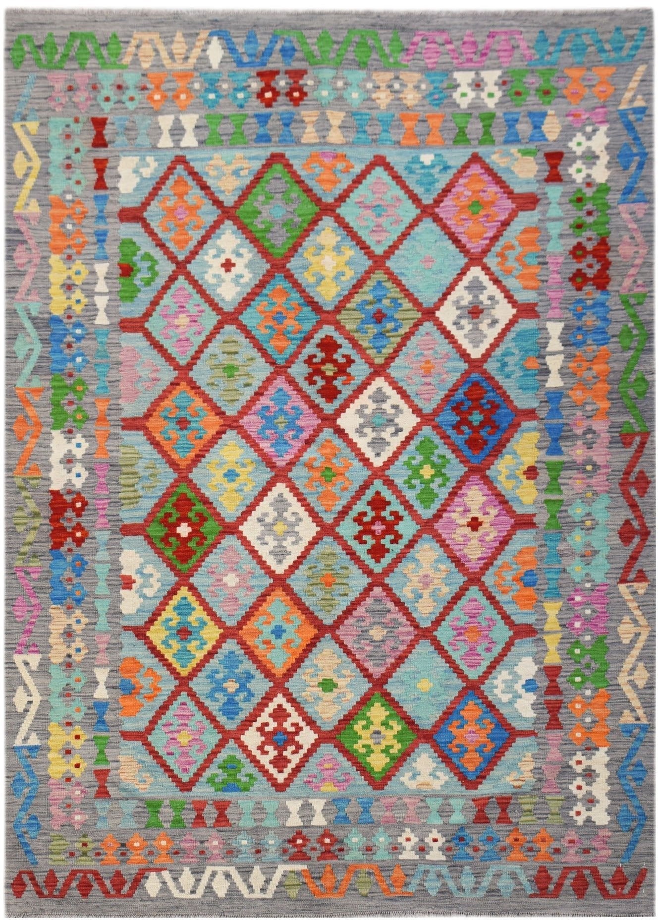 Handmade Afghan Maimana Kilim | 239 x 177 cm | 7'10" x 5'10" - Najaf Rugs & Textile