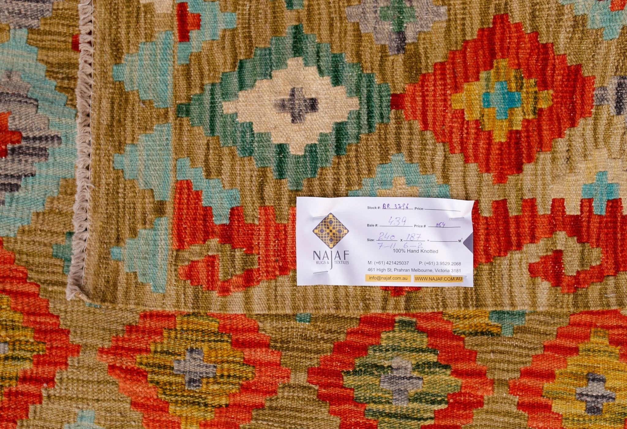 Handmade Afghan Maimana Kilim | 240 x 187 cm | 7'11" x 6'2" - Najaf Rugs & Textile