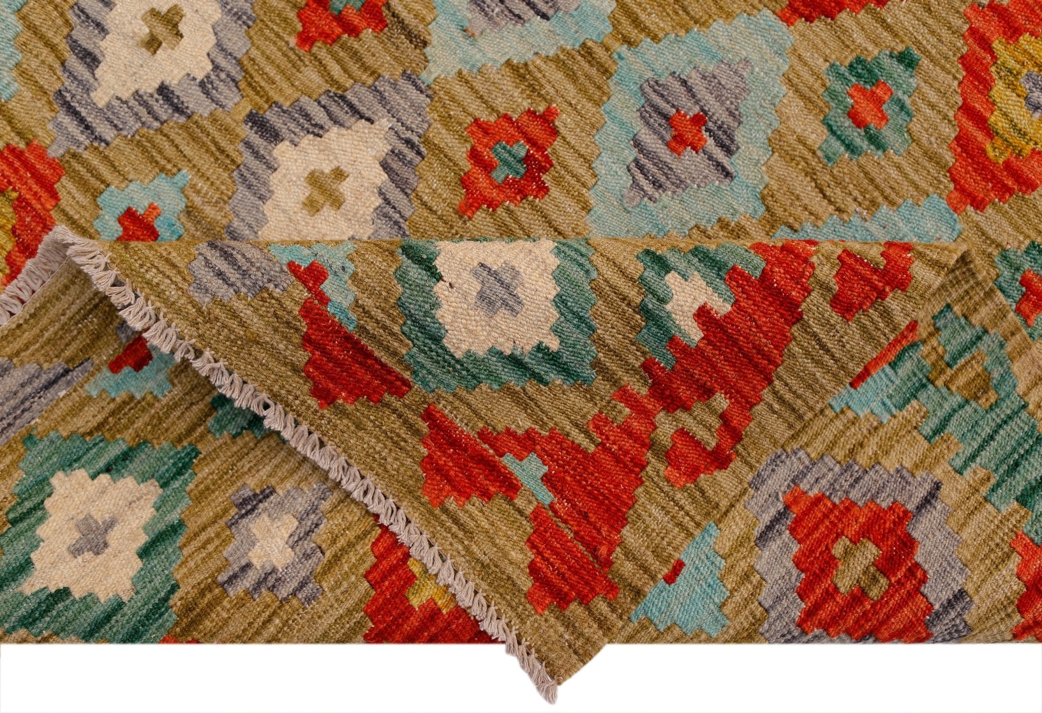 Handmade Afghan Maimana Kilim | 240 x 187 cm | 7'11" x 6'2" - Najaf Rugs & Textile