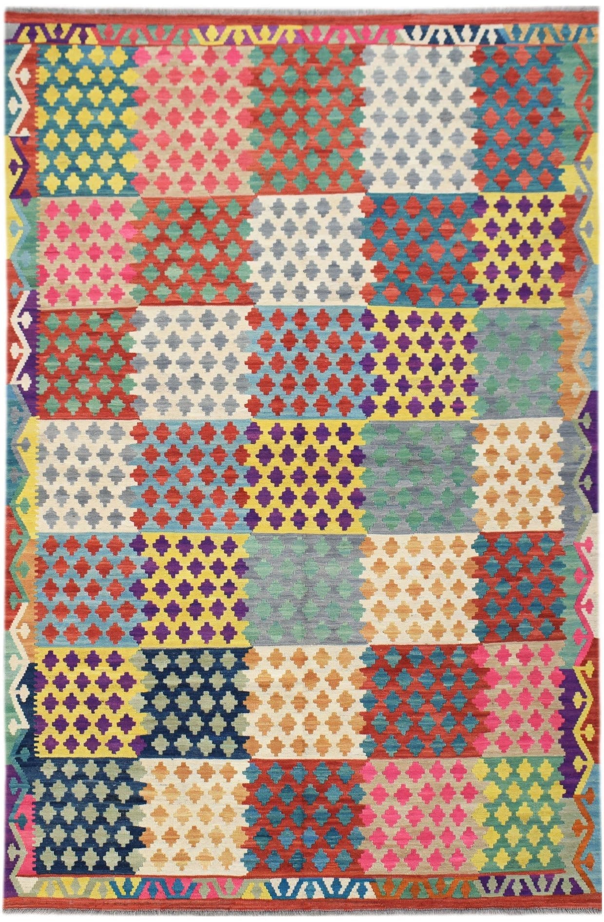 Handmade Afghan Maimana Kilim | 291 x 199 cm | 9'7" x 6'6" - Najaf Rugs & Textile