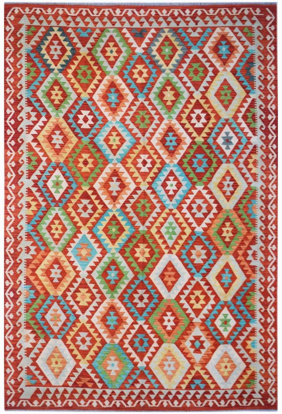 Handmade Afghan Maimana Kilim | 295 x 201 cm | 9'8" x 6'7" - Najaf Rugs & Textile
