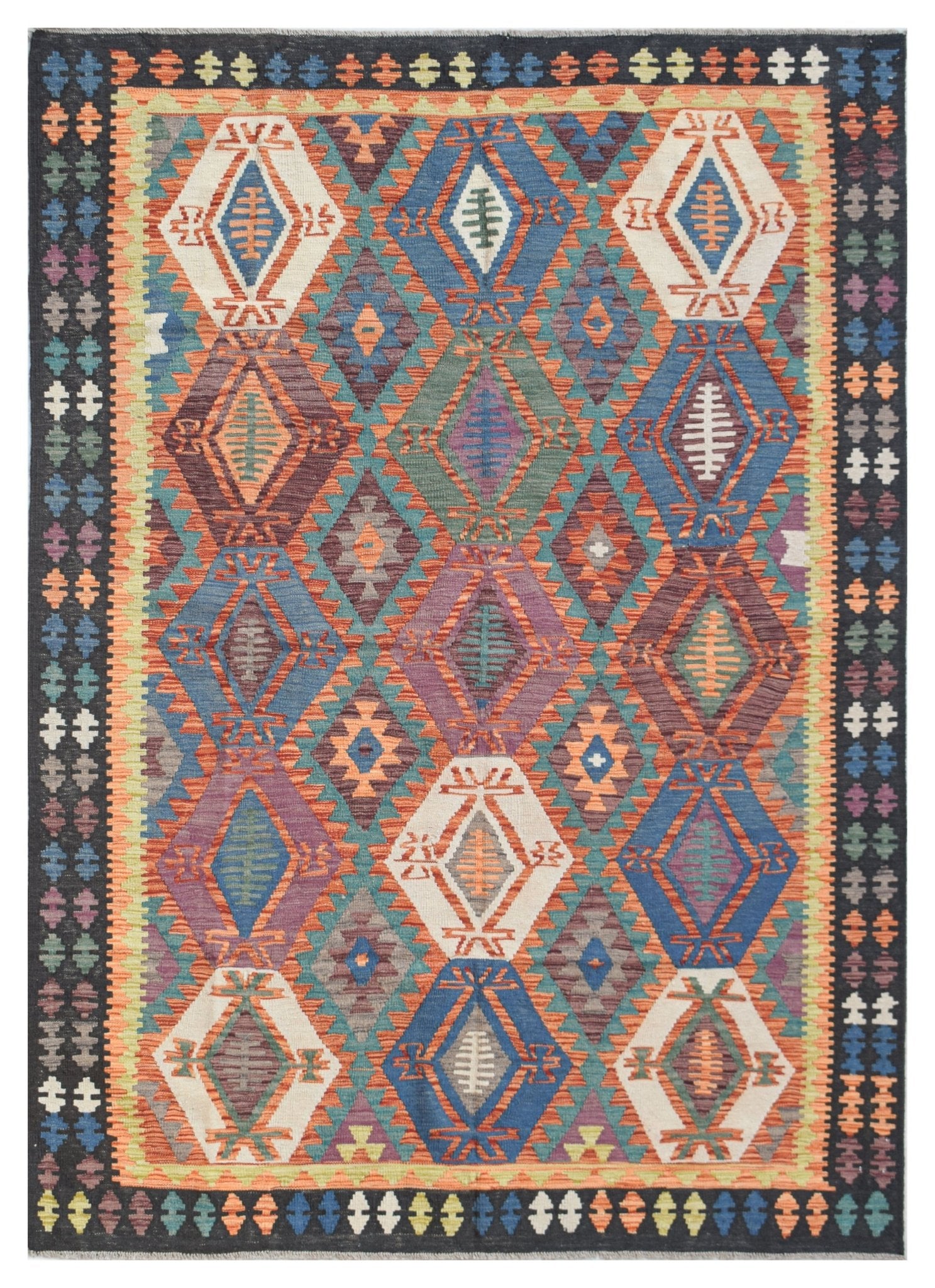 Handmade Afghan Maimana Kilim | 296 x 199 cm | 9'9" x 6'9" - Najaf Rugs & Textile