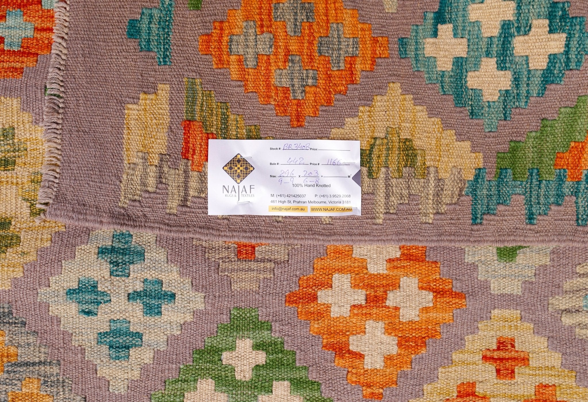 Handmade Afghan Maimana Kilim | 296 x 203 cm | 9'9" x 6'8" - Najaf Rugs & Textile