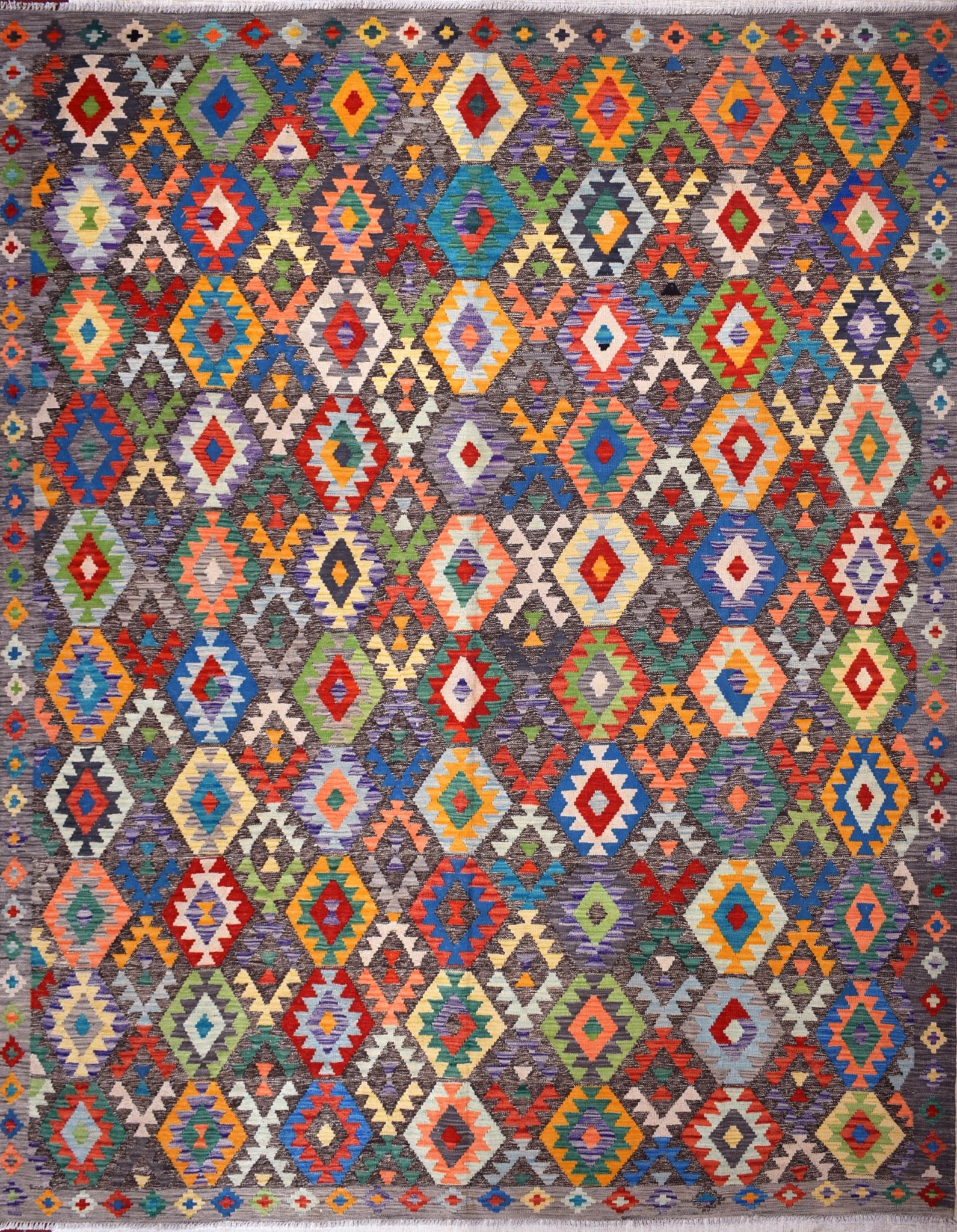 Handmade Afghan Maimana Kilim | 296 x 256 cm | 9'7" x 8'4" - Najaf Rugs & Textile