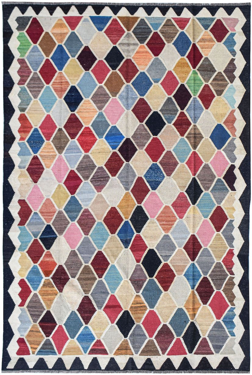 Handmade Afghan Maimana Kilim | 299 x 202 cm | 9'10" x 6'8" - Najaf Rugs & Textile