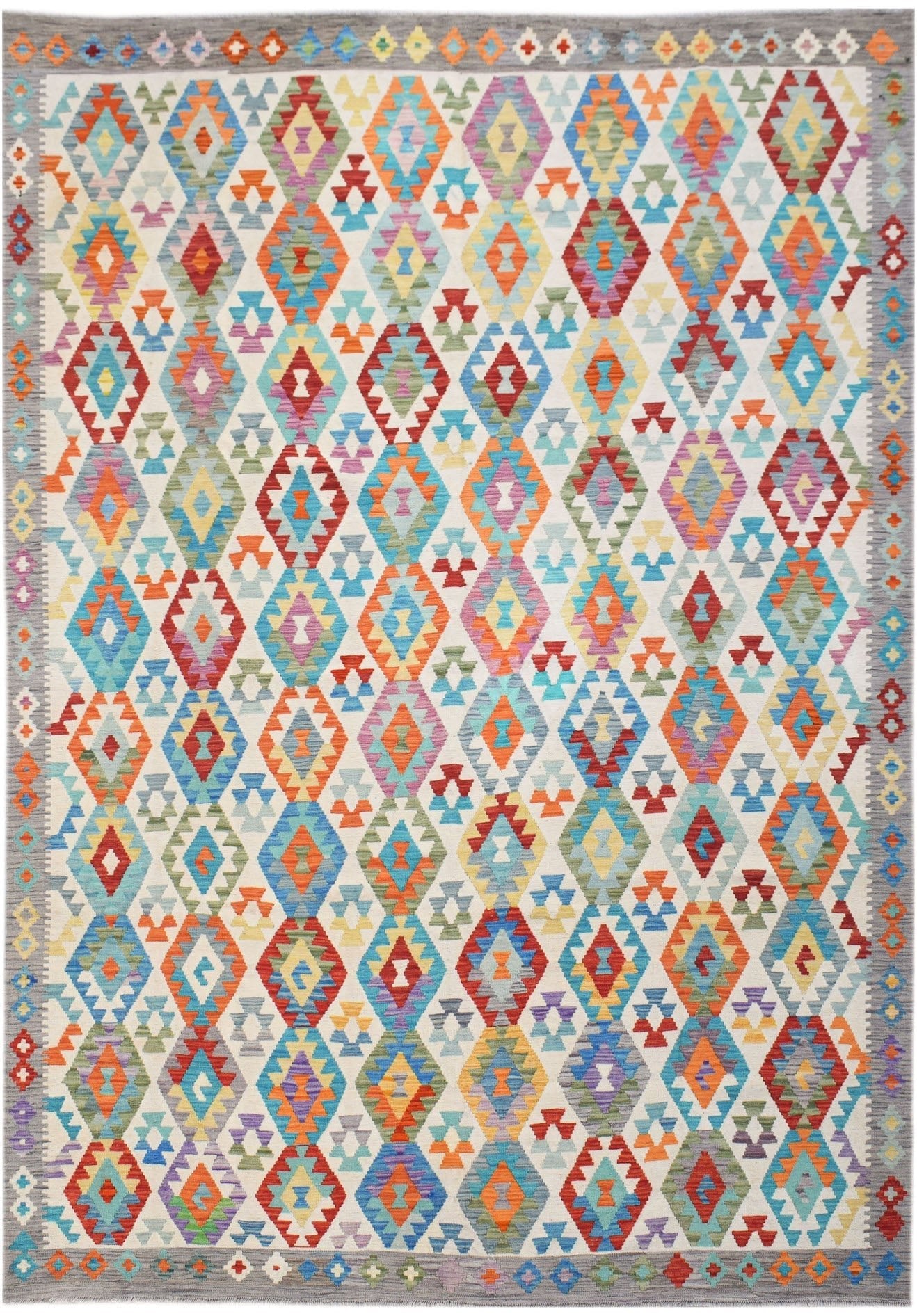 Handmade Afghan Maimana Kilim | 347 x 257 cm | 11'5" x 8'5" - Najaf Rugs & Textile