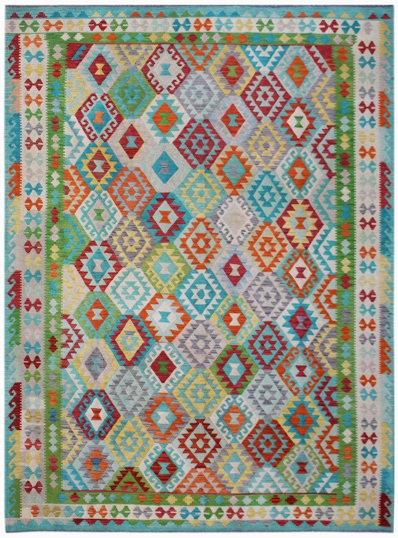 Handmade Afghan Maimana Kilim | 347 x 262 cm | 11'5" x 8'7" - Najaf Rugs & Textile