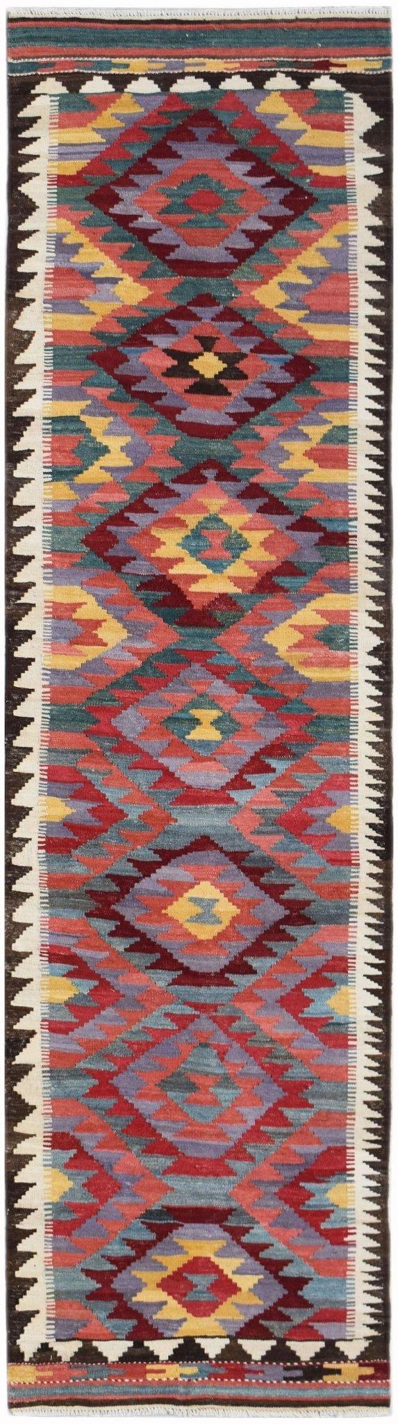 Handmade Afghan Maimana Kilim Hallway Runner | 291 x 82 cm | 9'7" x 2'8" - Najaf Rugs & Textile