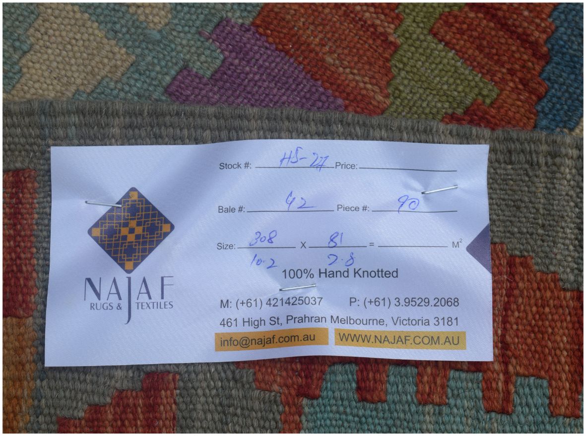 Handmade Afghan Maimana Kilim Hallway Runner | 308 x 81 cm - Najaf Rugs & Textile