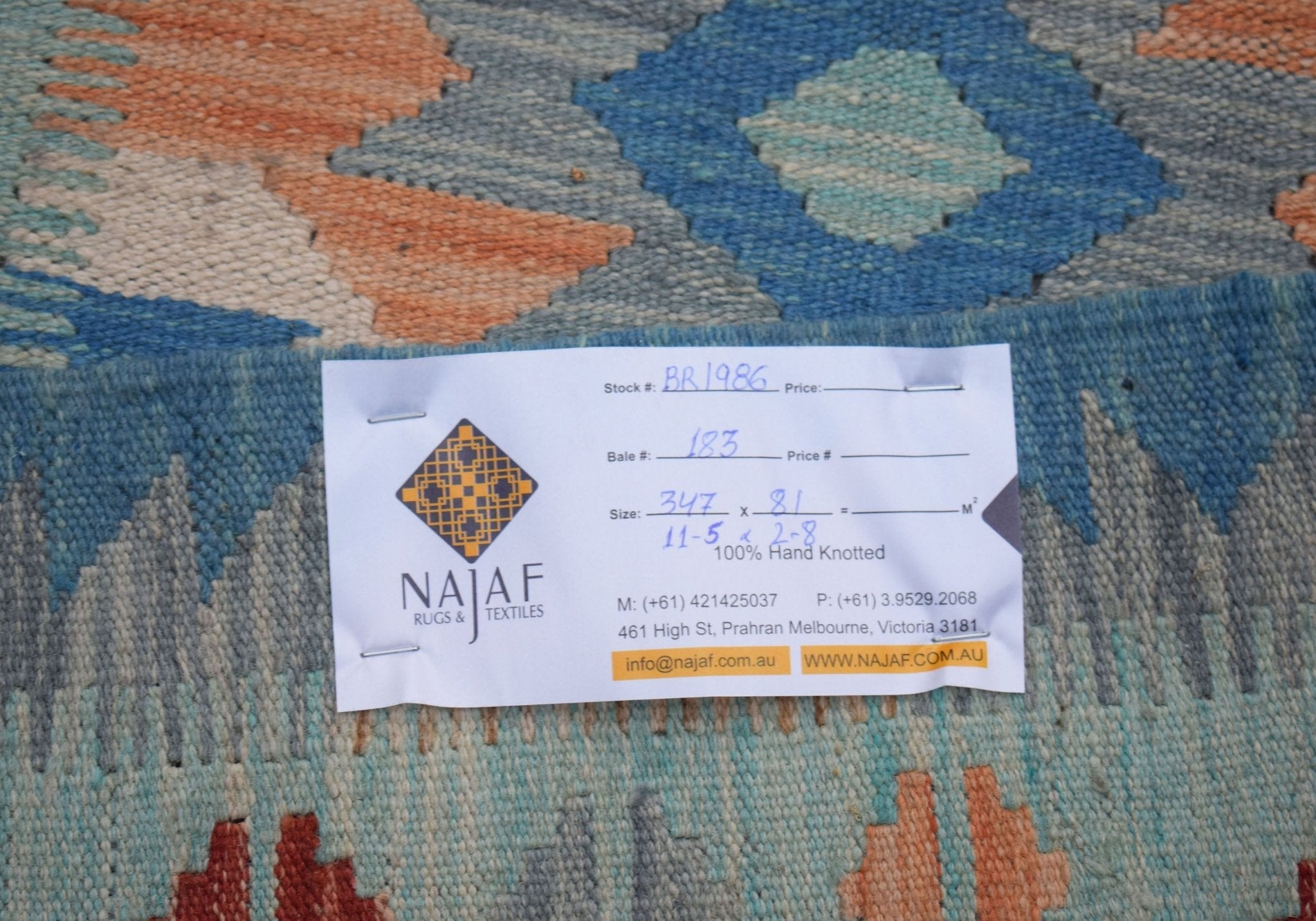 Handmade Afghan Maimana Kilim Hallway Runner | 347 x 81 cm | 11'5" x 2'8" - Najaf Rugs & Textile