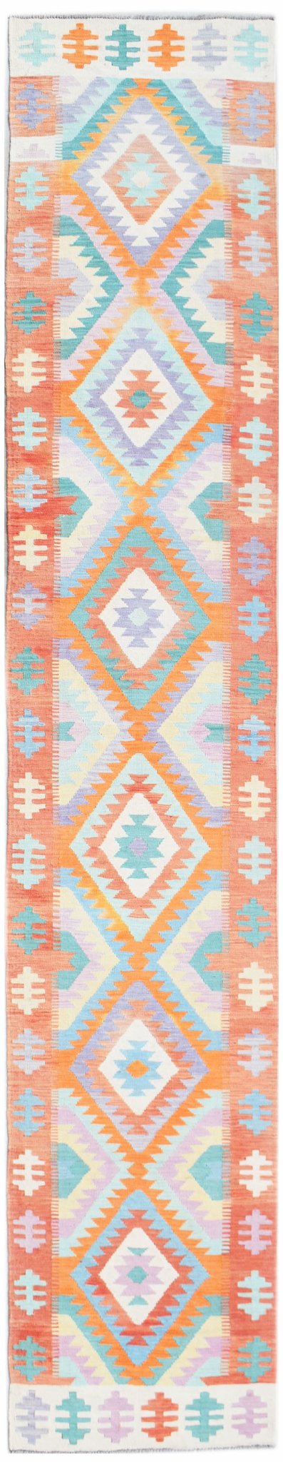 Handmade Afghan Maimana Kilim Hallway Runner | 477 x 83 cm | 15'8" x 2'9" - Najaf Rugs & Textile