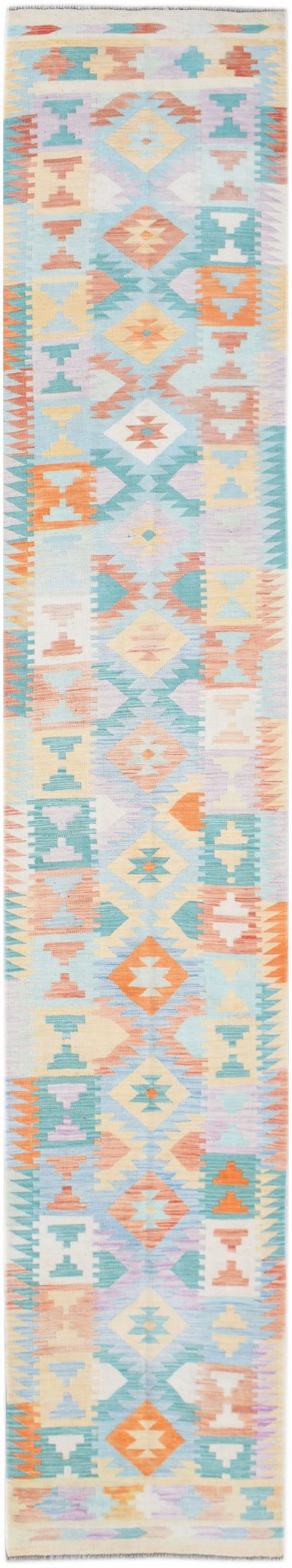 Handmade Afghan Maimana Kilim Hallway Runner | 480 x 83 cm | 15'9" x 2'9" - Najaf Rugs & Textile
