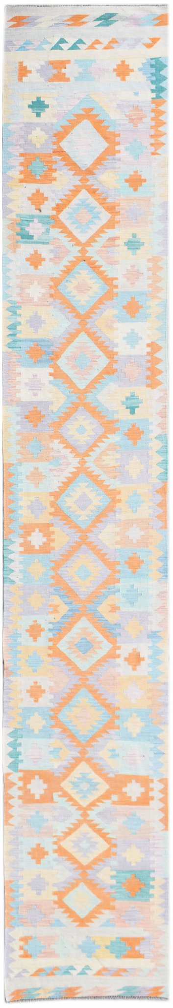 Handmade Afghan Maimana Kilim Hallway Runner | 485 x 78 cm | 15'11" x 2'7" - Najaf Rugs & Textile